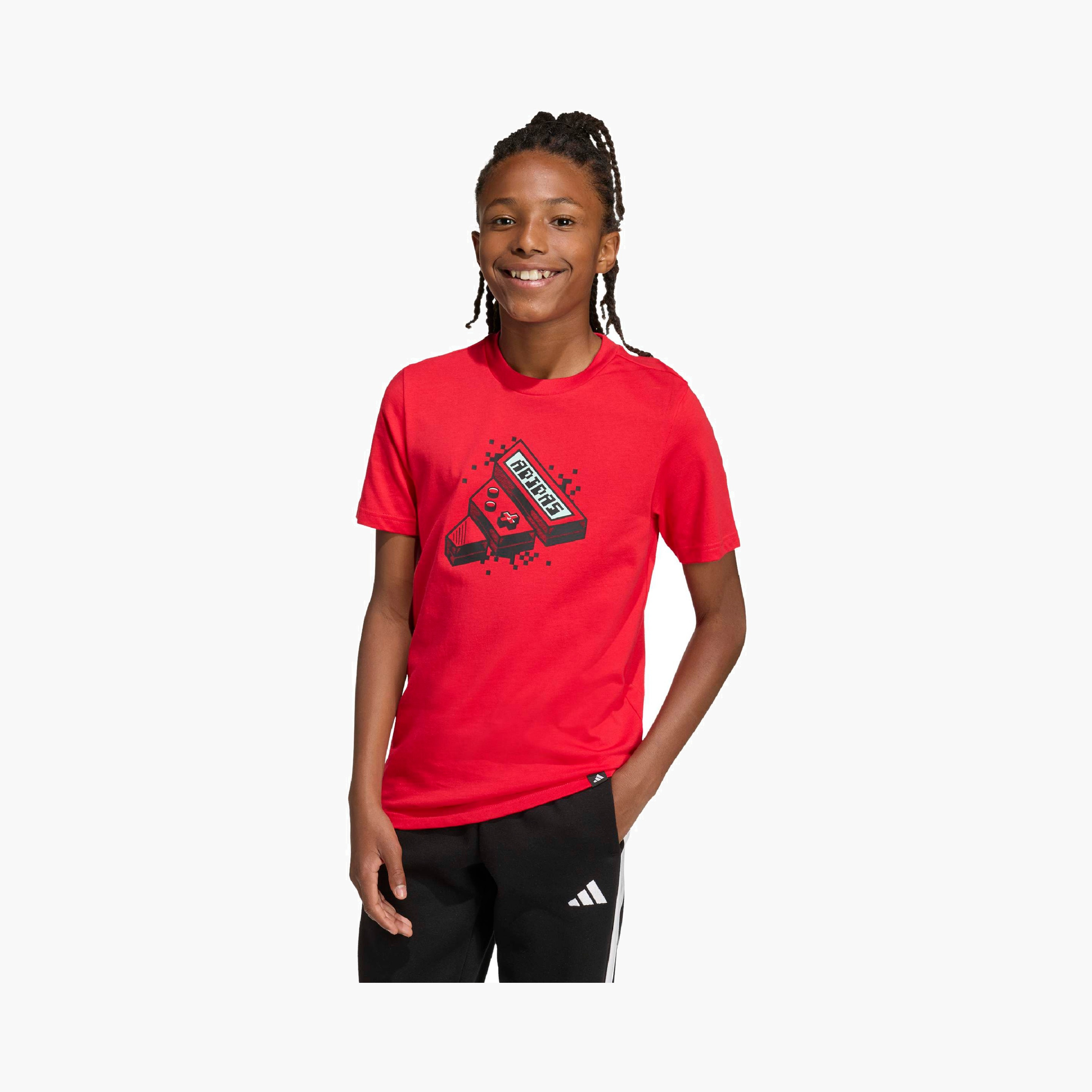 adidas Crew Neck Short Sleeves T-shirt with Game Print-boys-clothing-sportswear-tops-image-1
