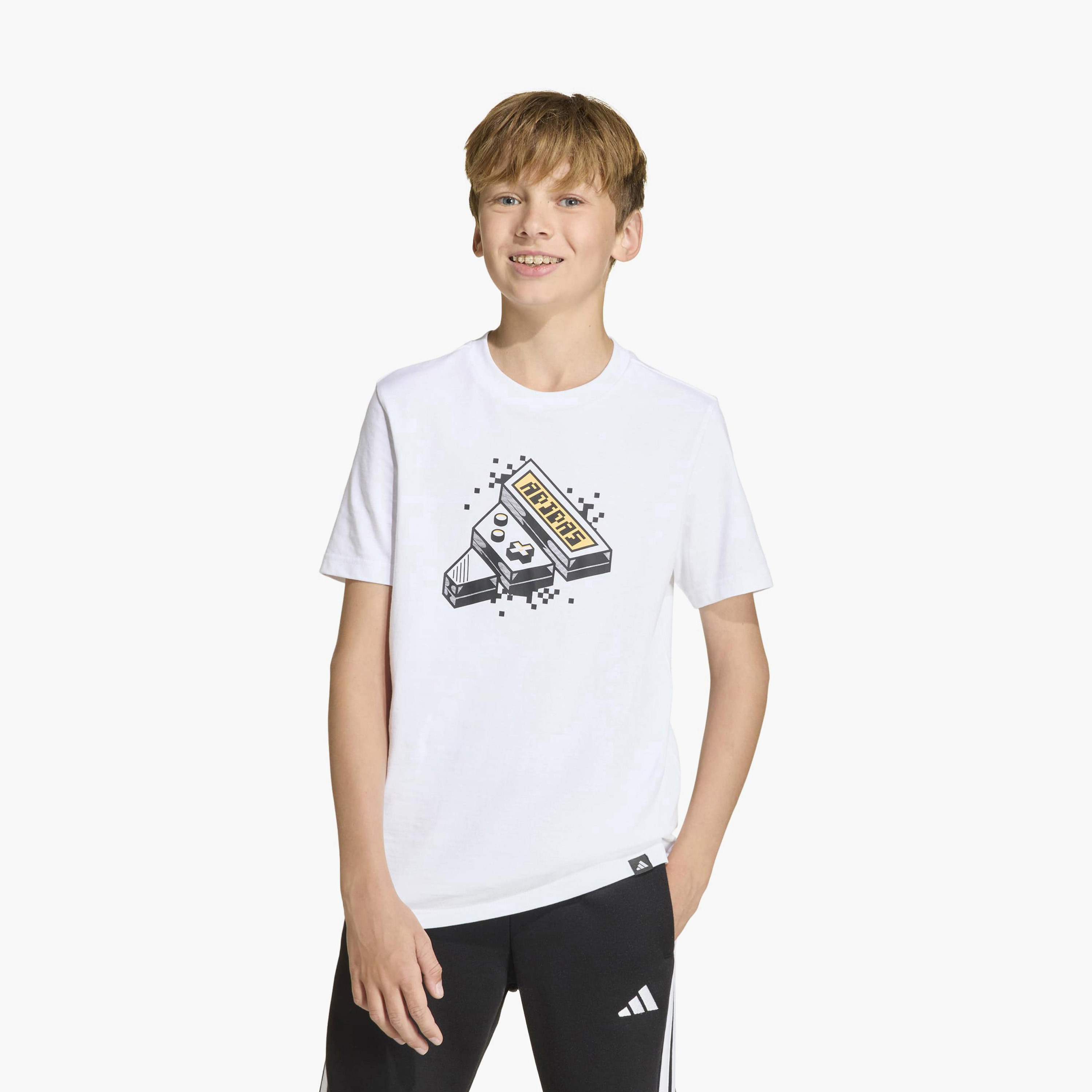 adidas Crew Neck Short Sleeves T-shirt with Game Print-boys-clothing-sportswear-tops-image-1