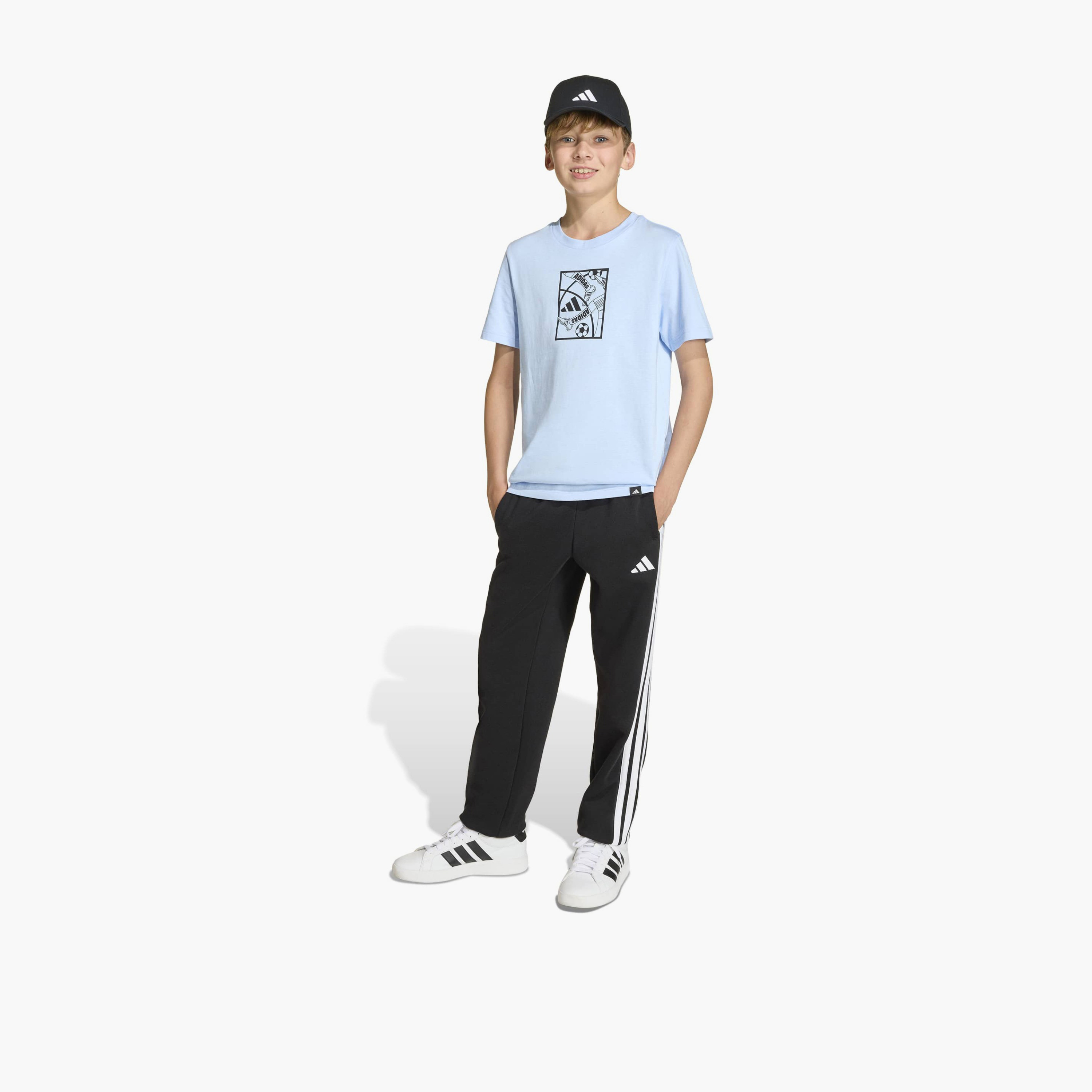 adidas Crew Neck Short Sleeves T-shirt with Football Print-boys-clothing-sportswear-tops-image-4