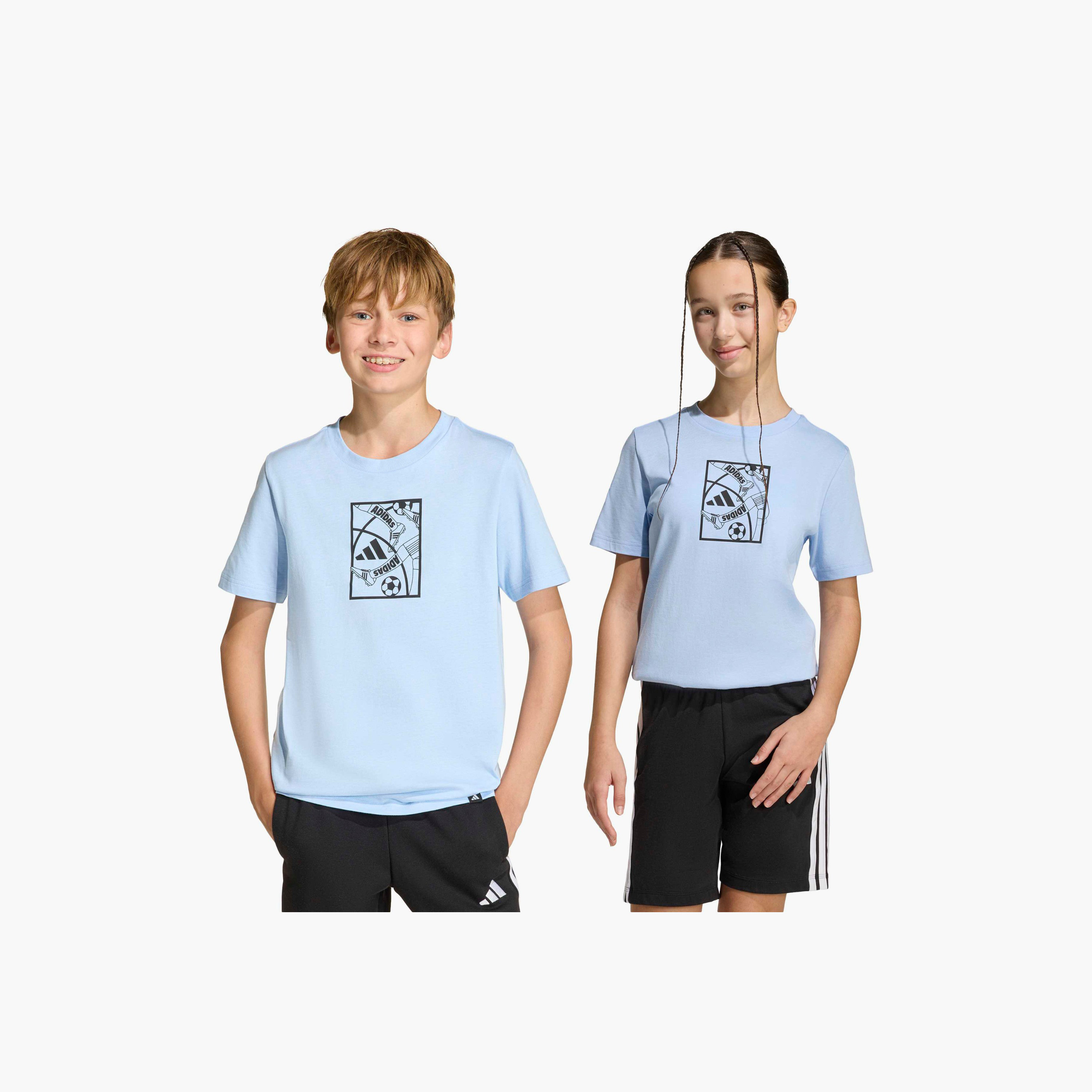 adidas Crew Neck Short Sleeves T-shirt with Football Print-boys-clothing-sportswear-tops-image-8