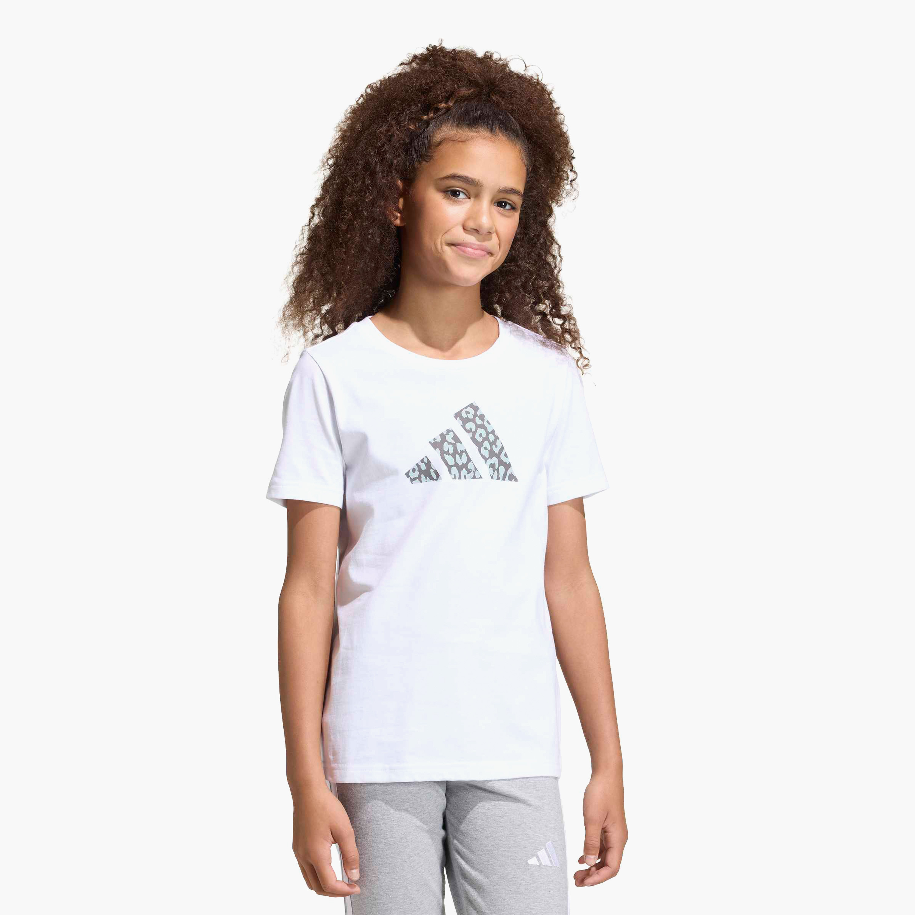 adidas Round Neck Short Sleeve T-shirt with Logo Print-girls-clothing-tshirts-image-2