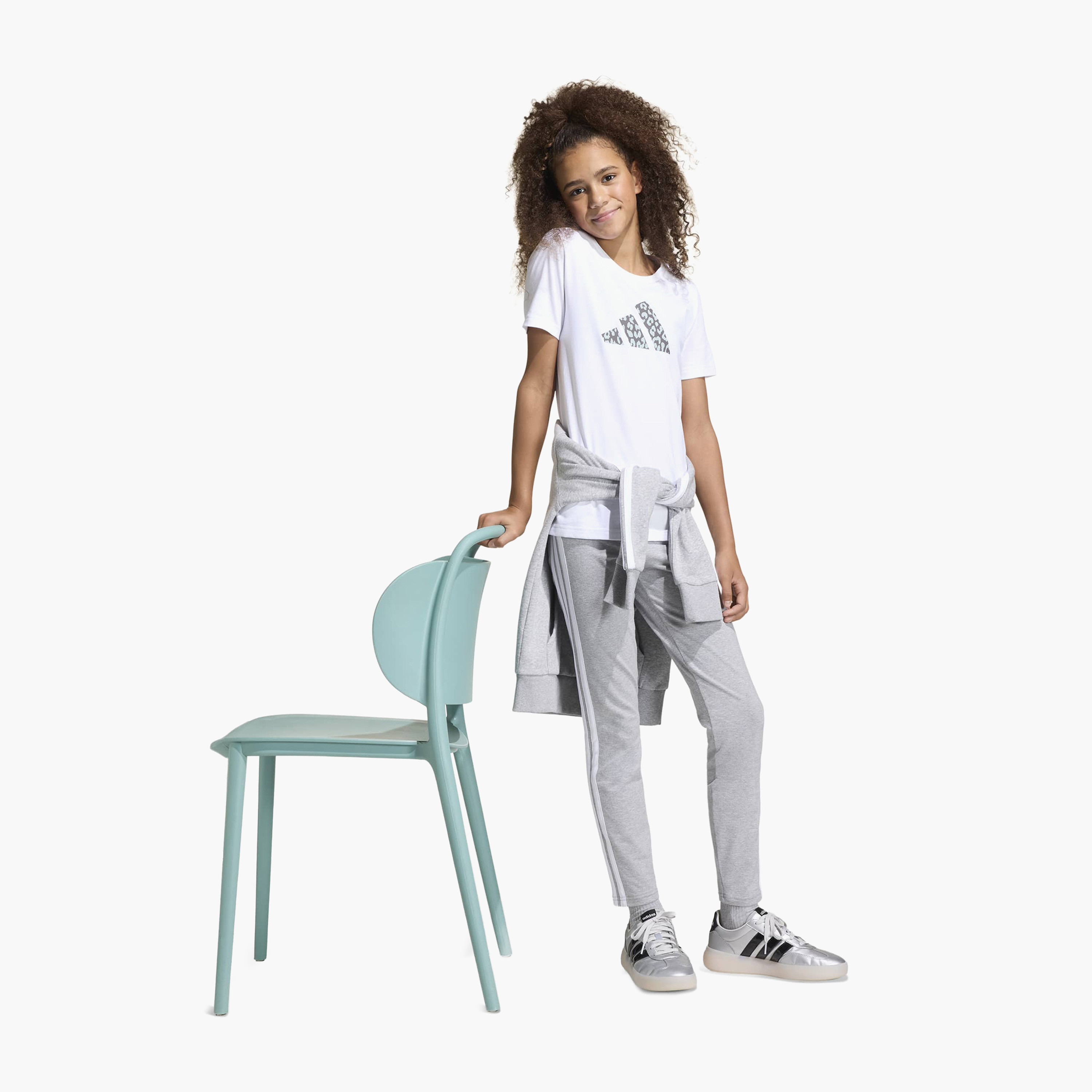 adidas Round Neck Short Sleeve T-shirt with Logo Print-girls-clothing-tshirts-image-4