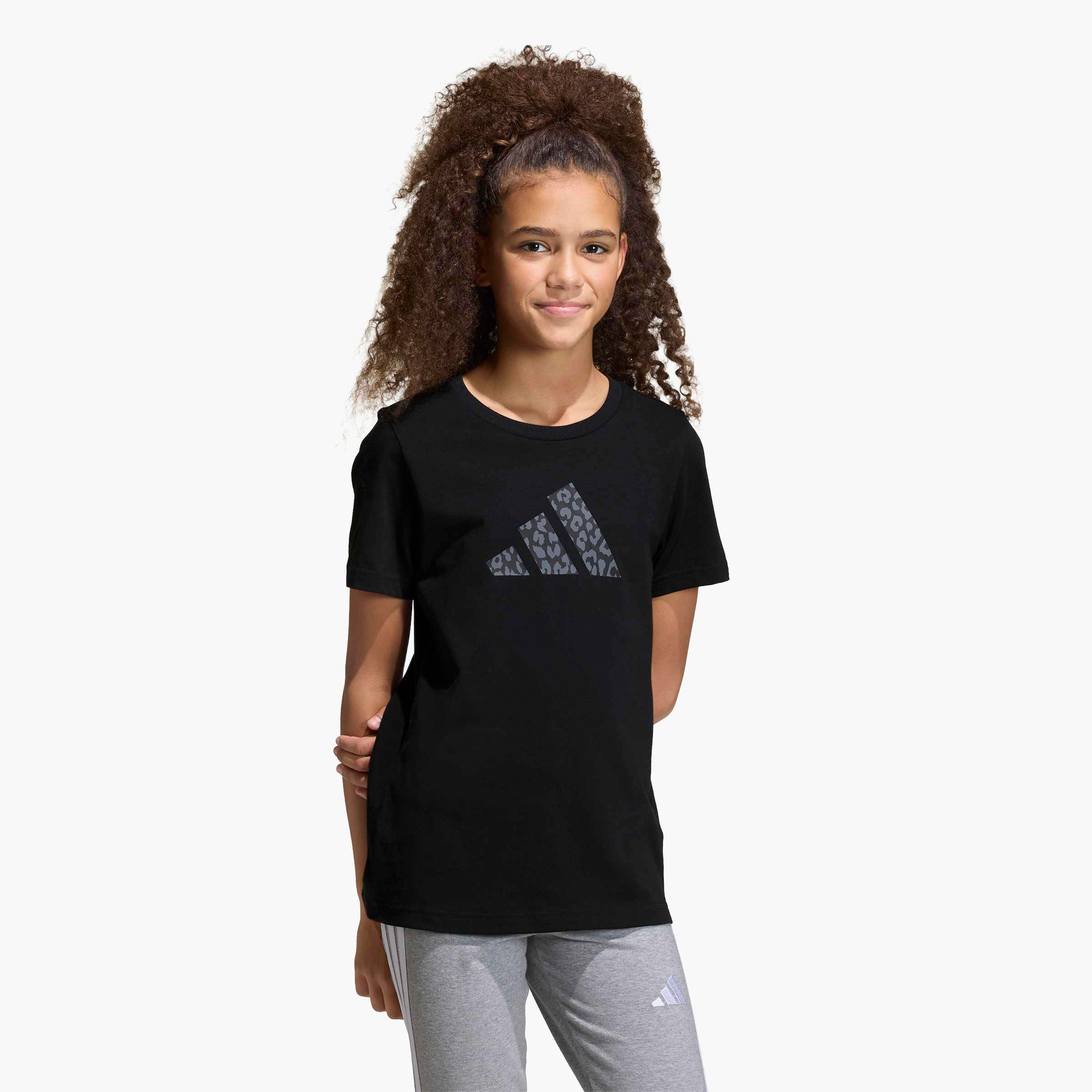 adidas Round Neck Short Sleeve T-shirt with Logo Print-girls-clothing-tshirts-image-2
