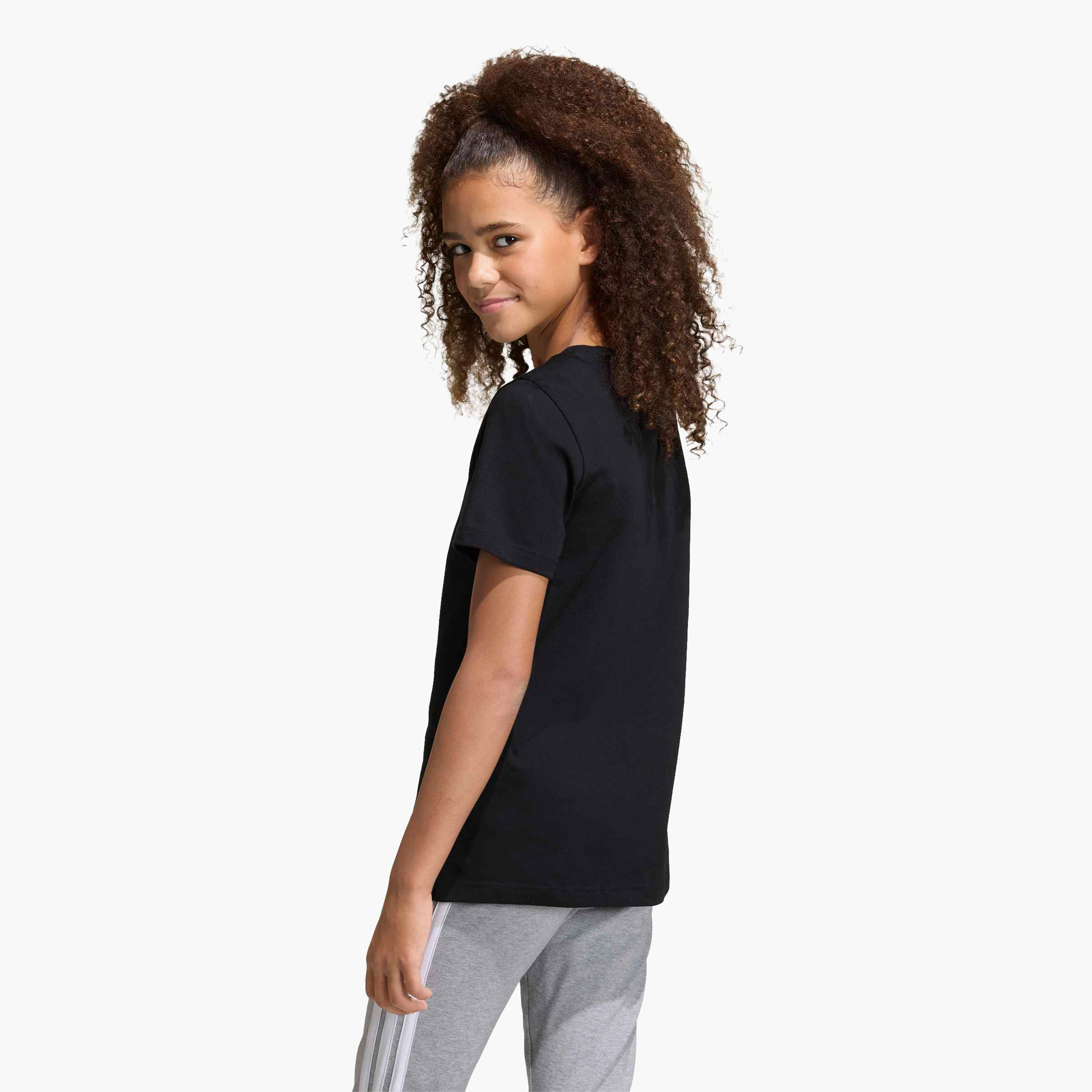 adidas Round Neck Short Sleeve T-shirt with Logo Print-girls-clothing-tshirts-image-3