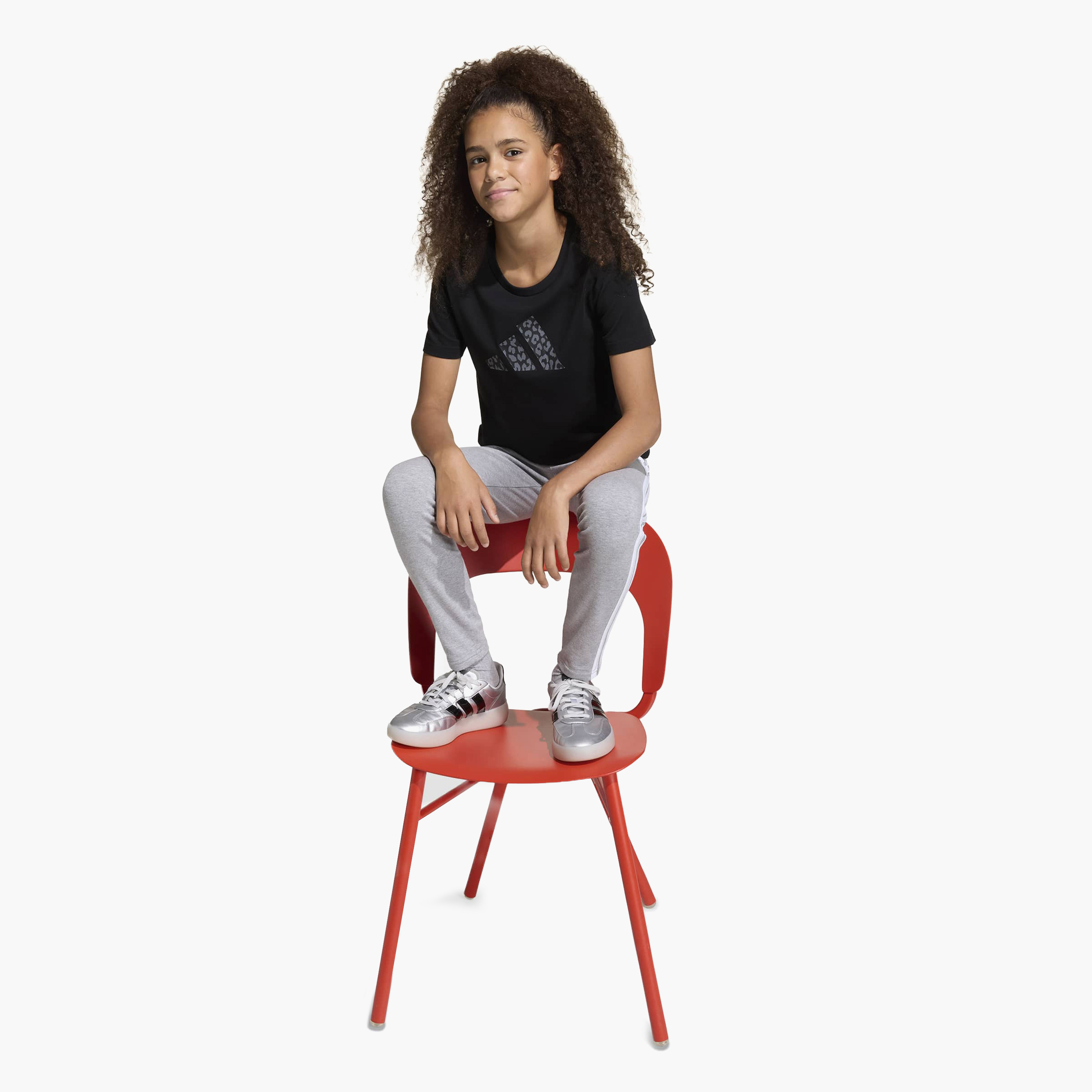 adidas Round Neck Short Sleeve T-shirt with Logo Print-girls-clothing-tshirts-image-4