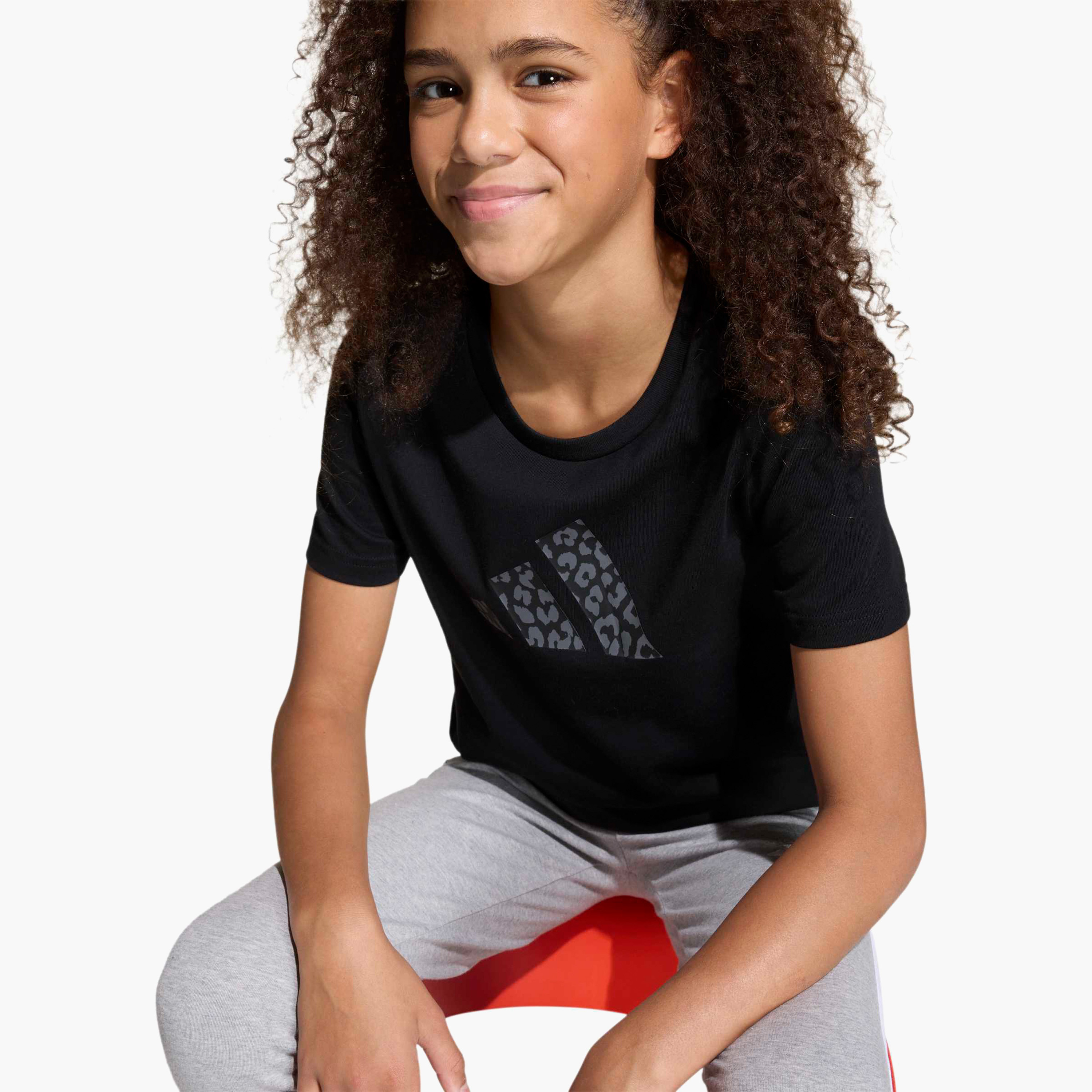 adidas Round Neck Short Sleeve T-shirt with Logo Print-girls-clothing-tshirts-image-6