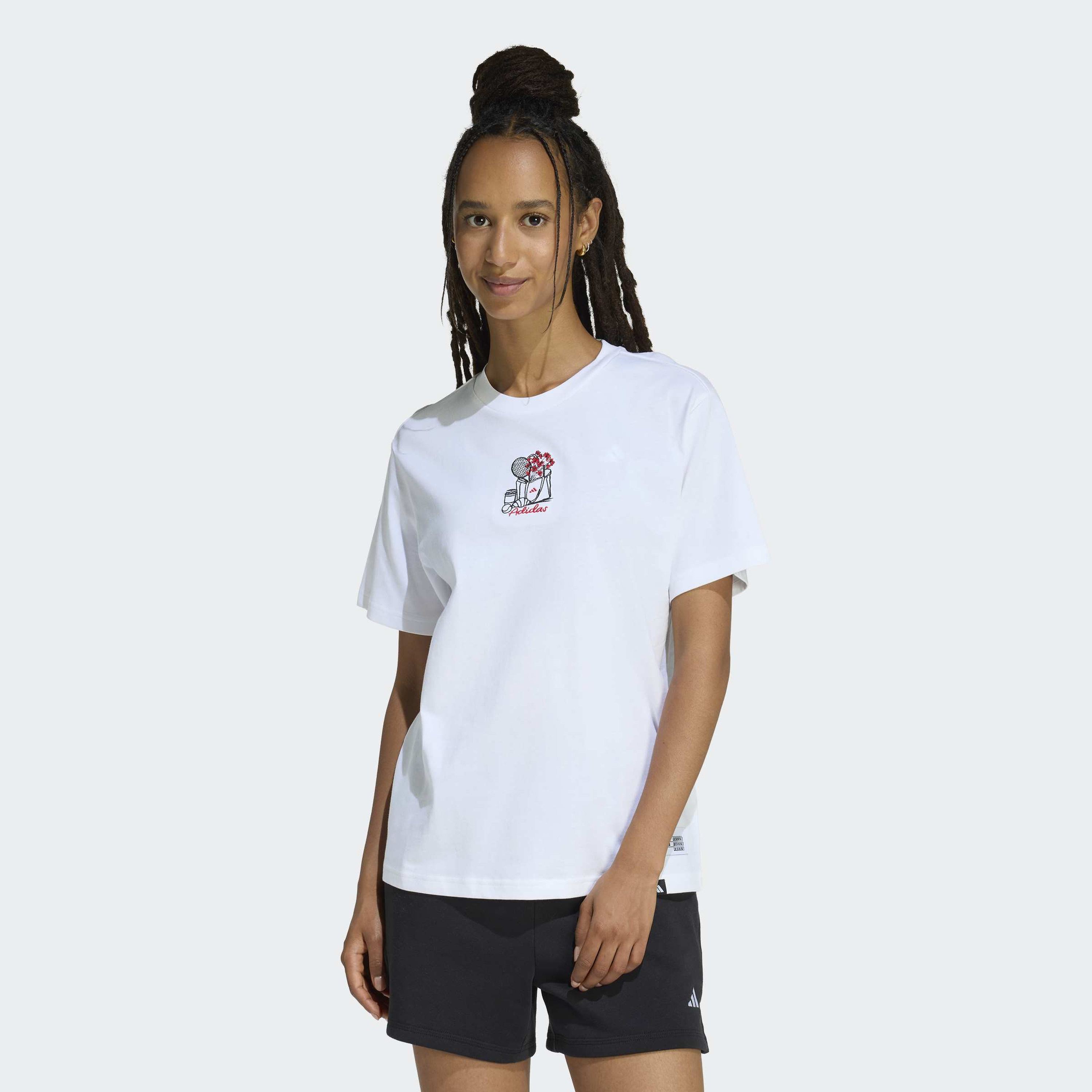 adidas Women Mini Embroidery Graphic Short Sleeve T-Shirt-women-clothing-tshirts-image-1