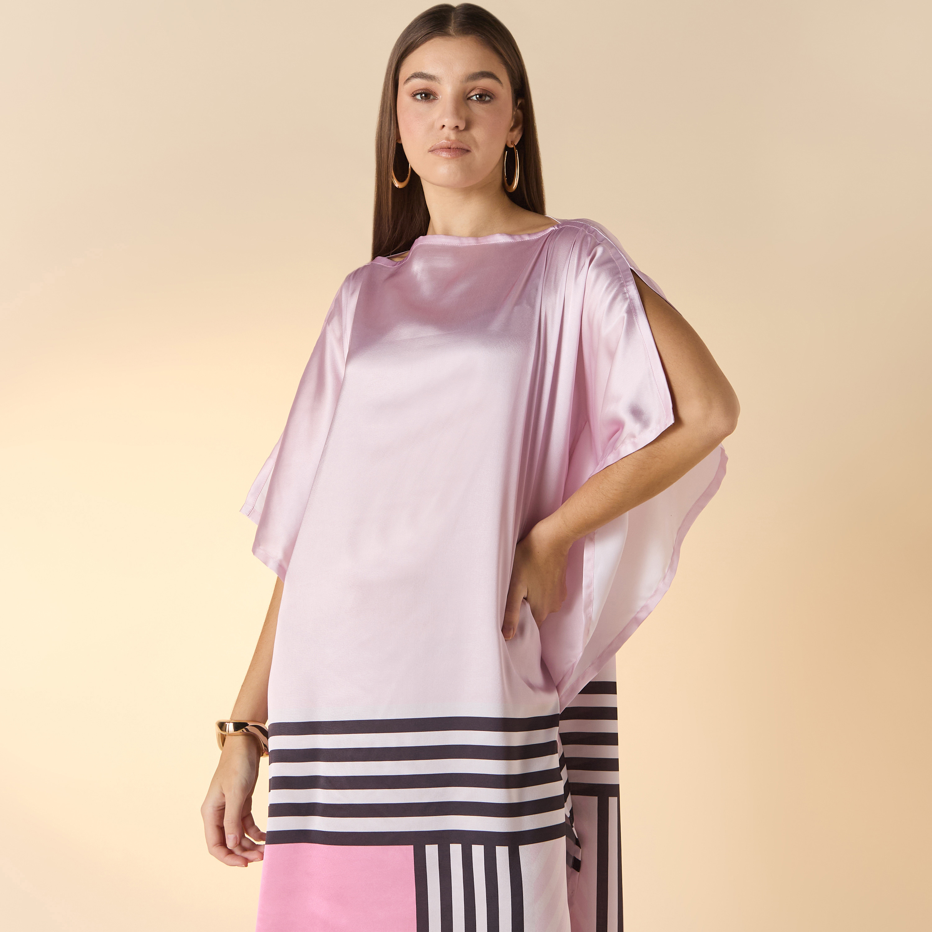 FYOR Striped Boat Neck Midi Kaftan Dress-women-clothing-dresses-image-4