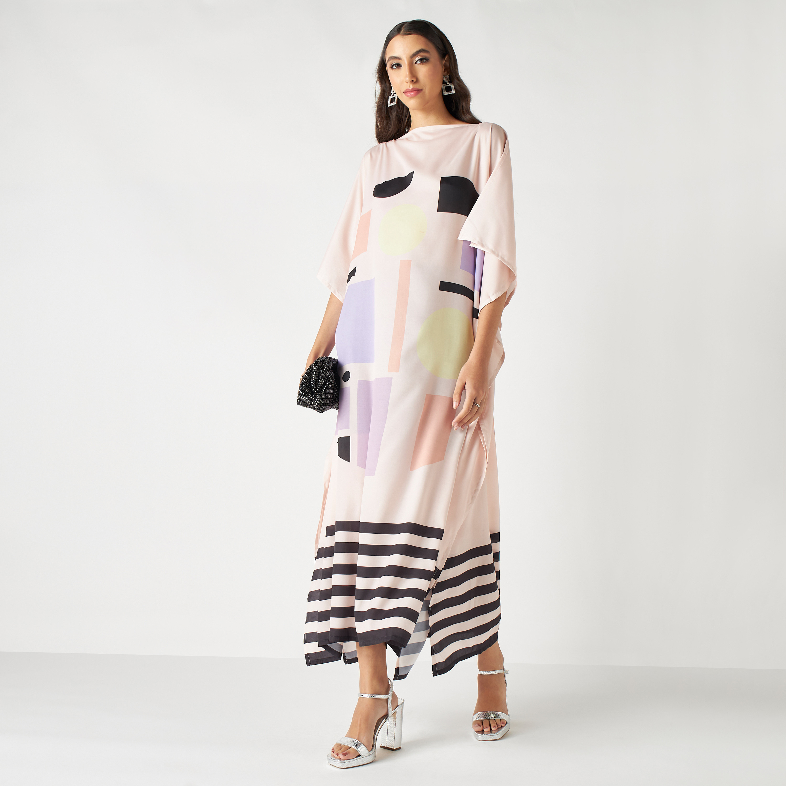 FYOR All-Over Print Kaftan Dress with Slit Detail-women-clothing-dresses-image-1