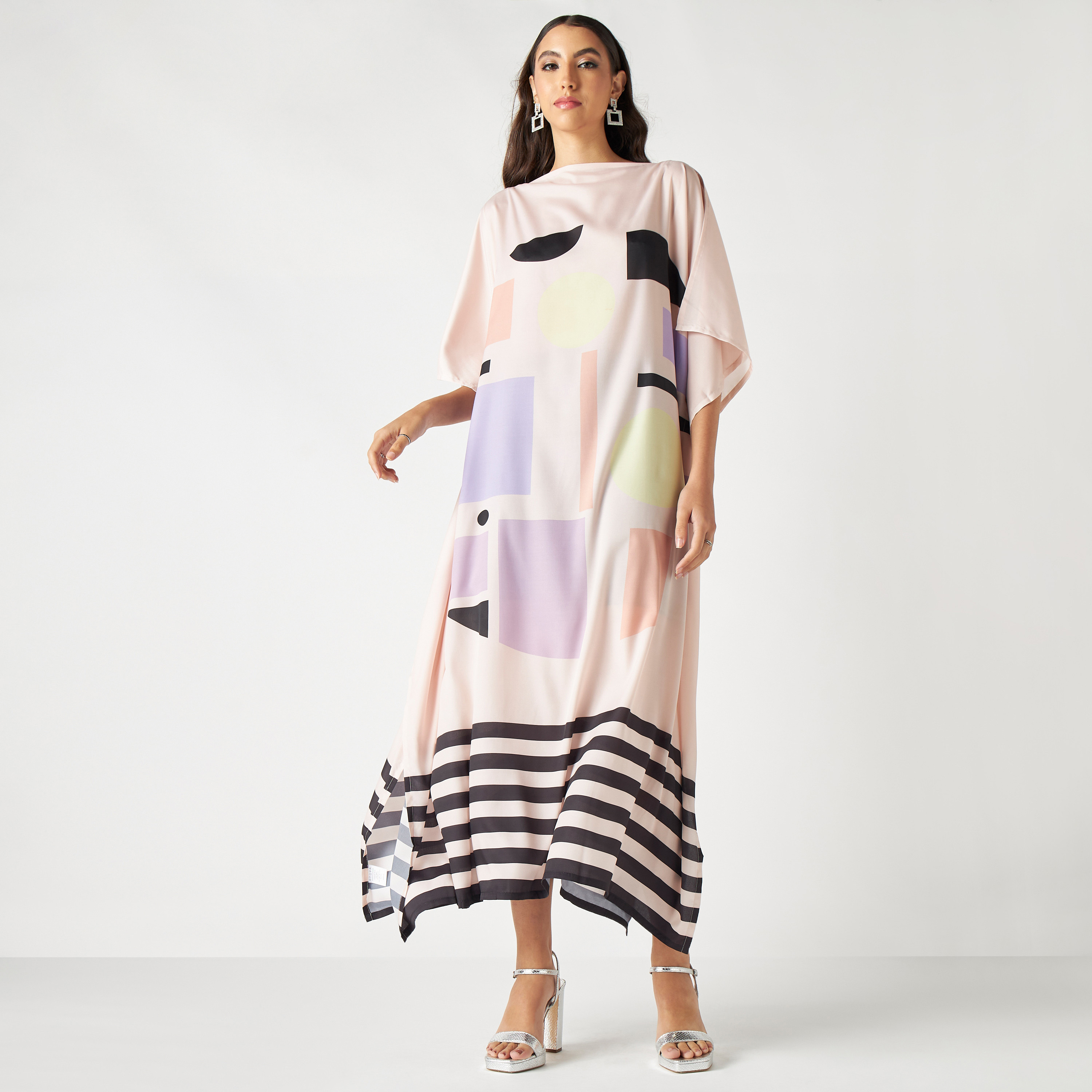 FYOR All-Over Print Kaftan Dress with Slit Detail-women-clothing-dresses-image-2