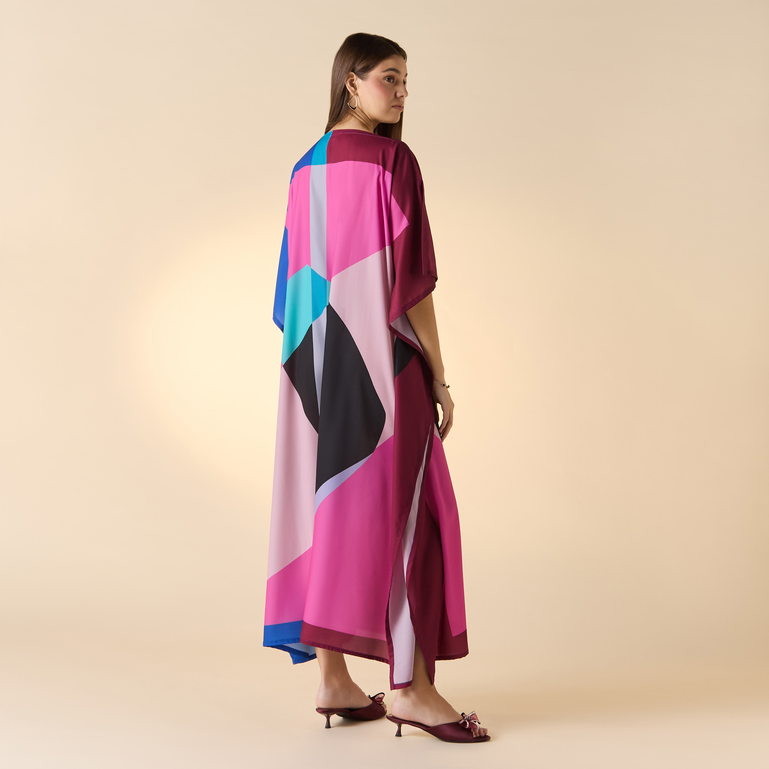 فستان قفطان متوسط ​​الطول برقبة قارب ومطبوع من FYOR-women-arabicclothing-kaftan-image-2