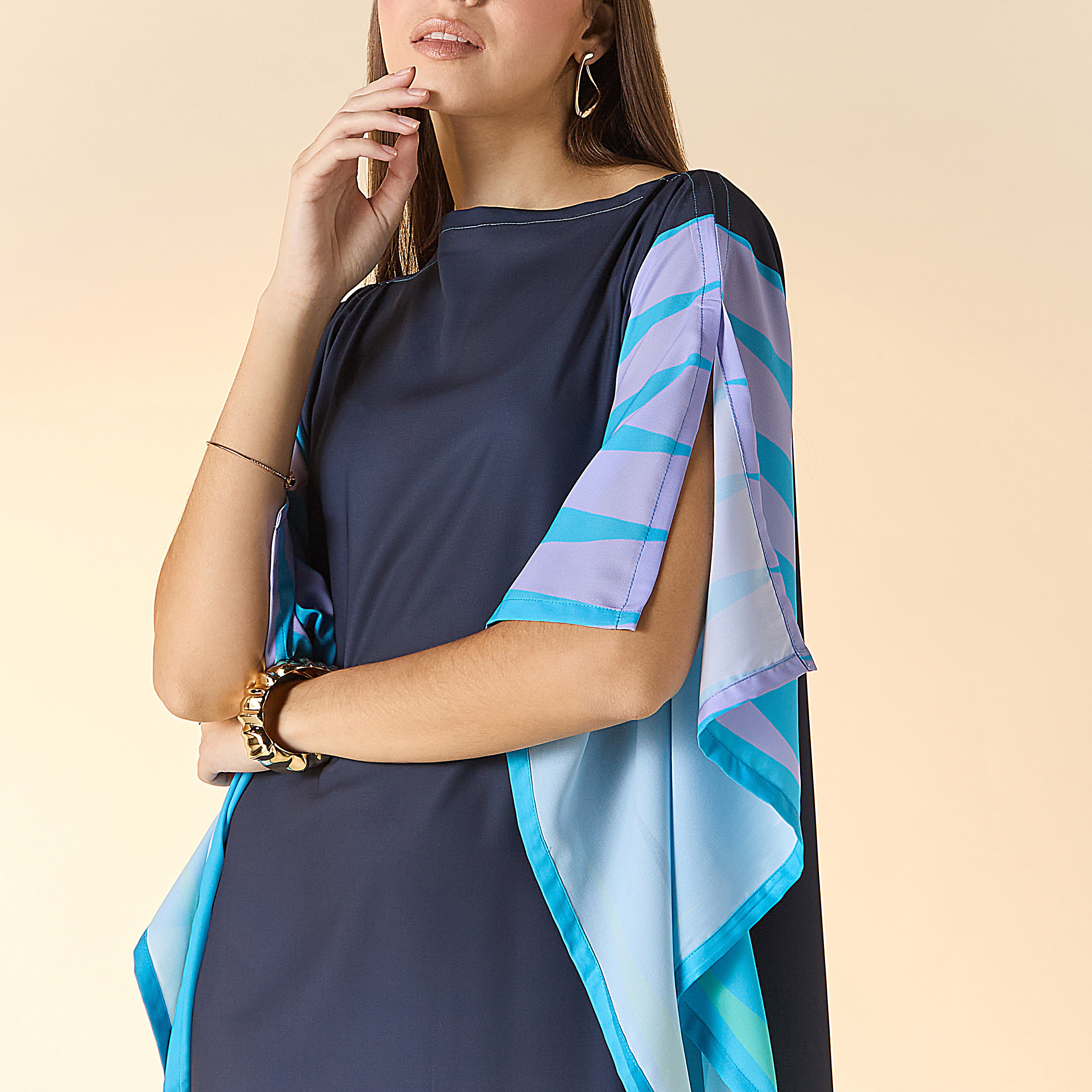 FYOR Printed Boat Neck Midi Kaftan Dress-women-arabicclothing-kaftan-image-4