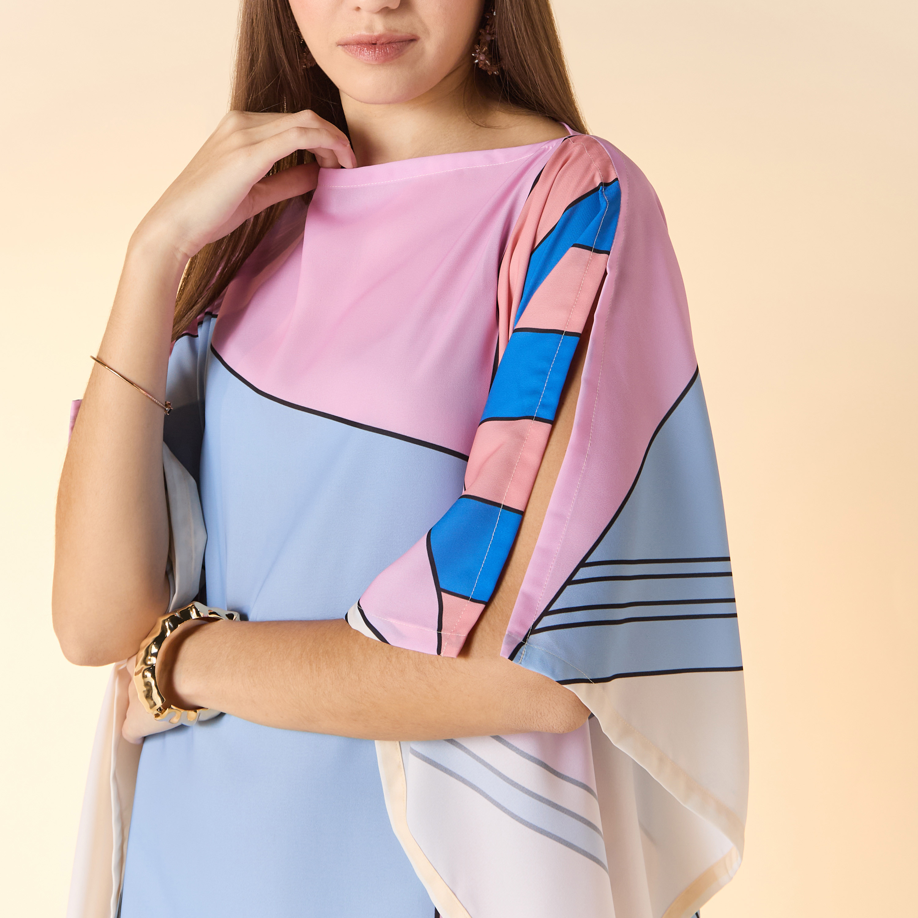 FYOR Printed Boat Neck Maxi Kaftan Dress-women-arabicclothing-kaftan-image-4