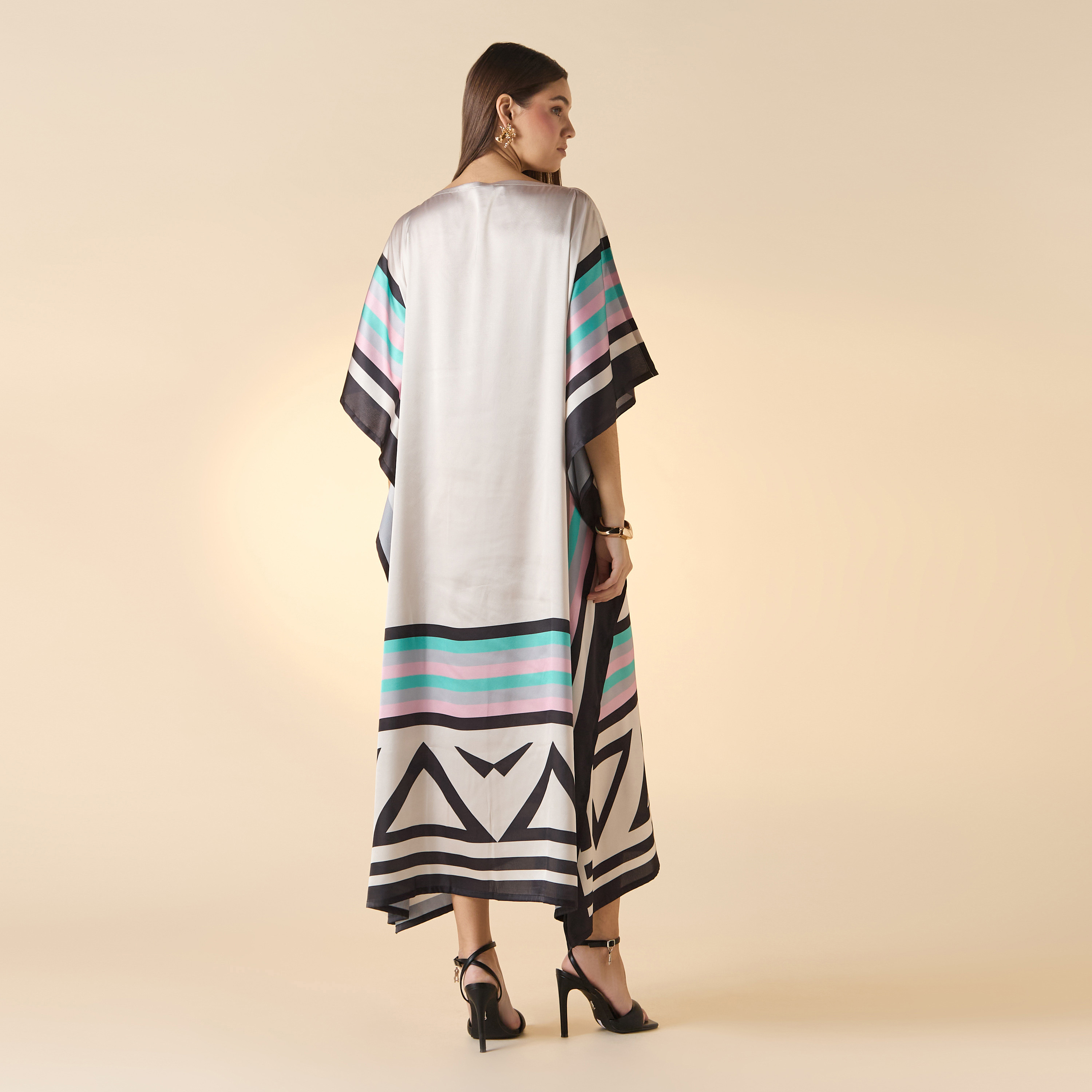 FYOR Printed Boat Neck Maxi Kaftan Dress-women-arabicclothing-kaftan-image-2