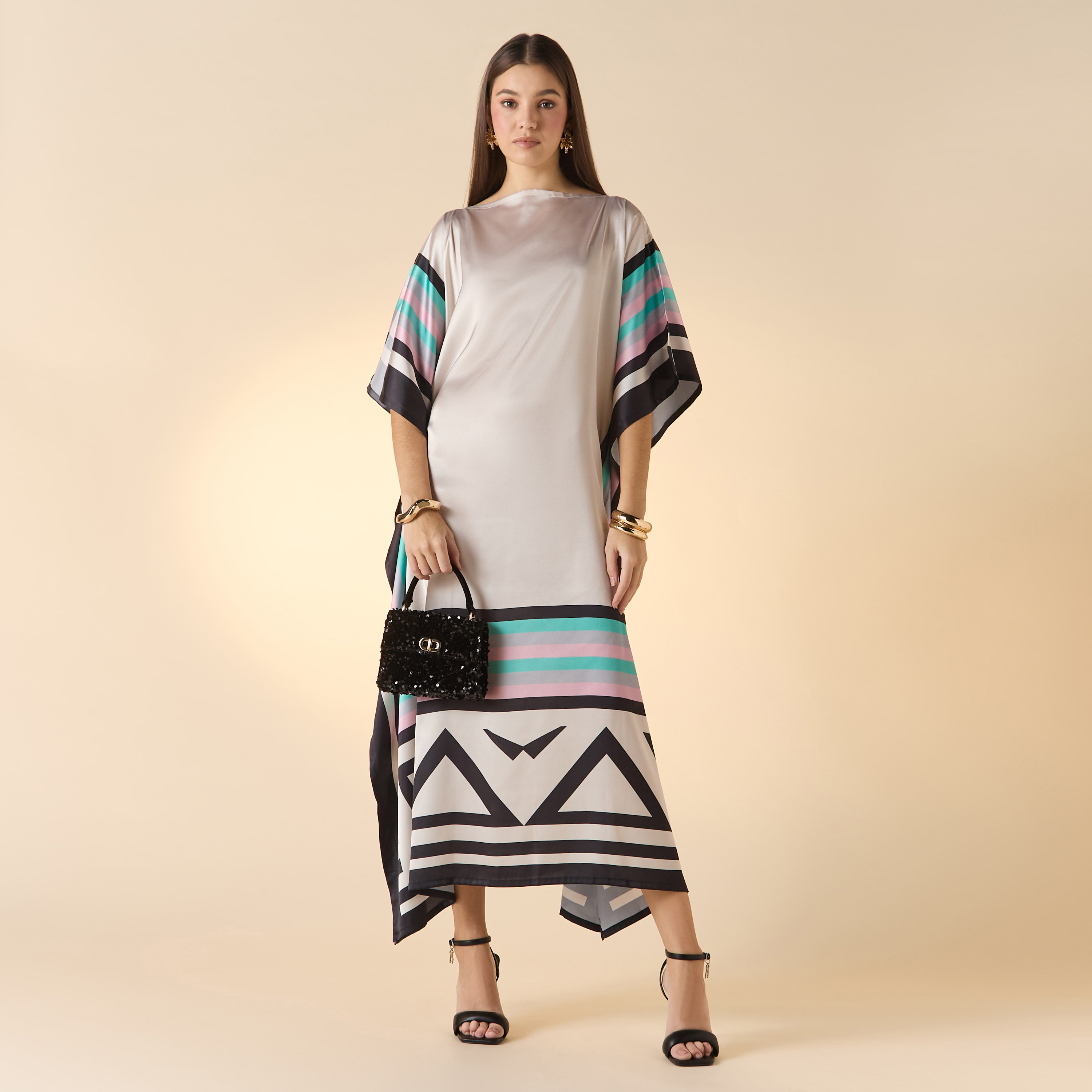 FYOR Printed Boat Neck Maxi Kaftan Dress-women-arabicclothing-kaftan-image-3