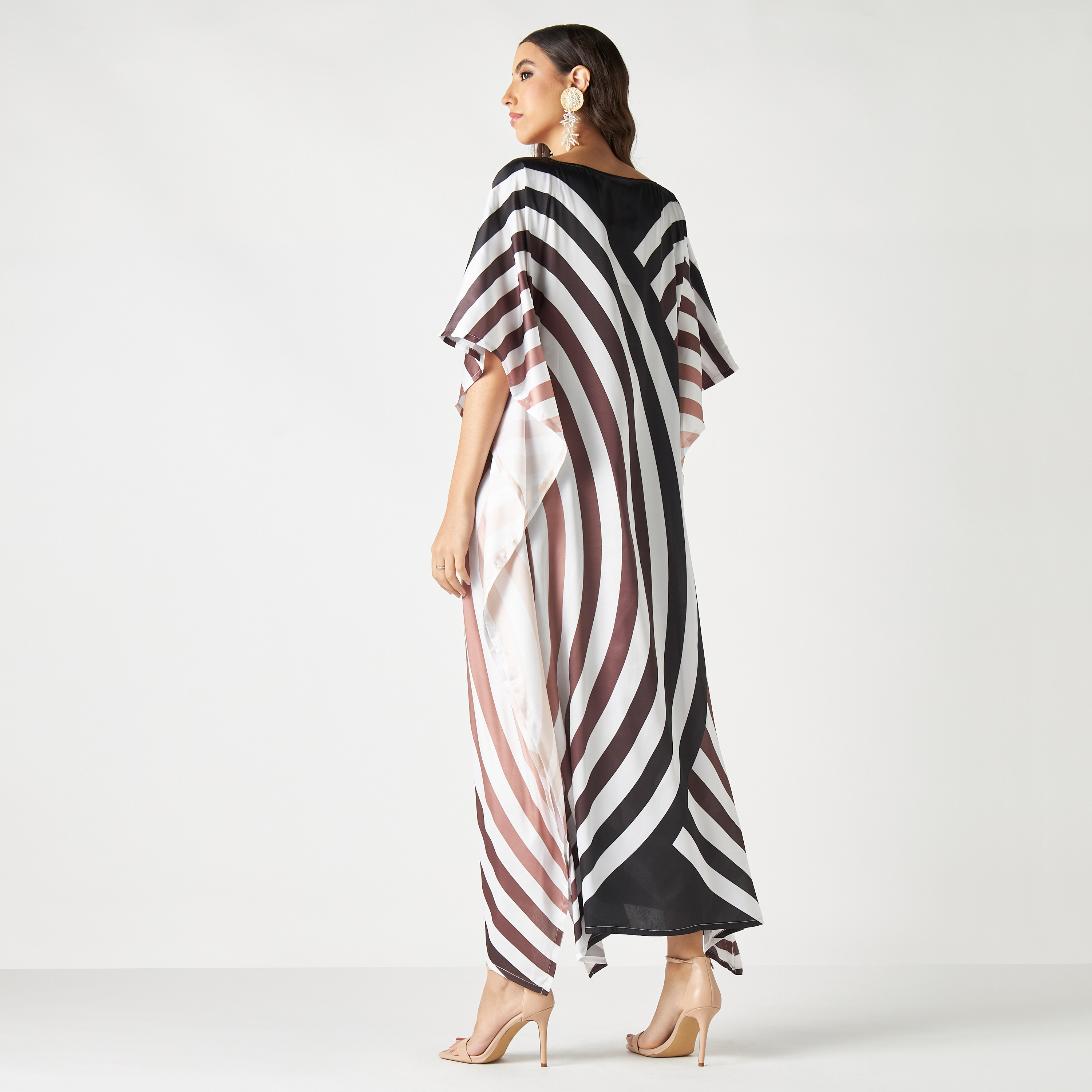 FYOR Striped Kaftan Dress with Boat Neck-women-arabicclothing-kaftan-image-3