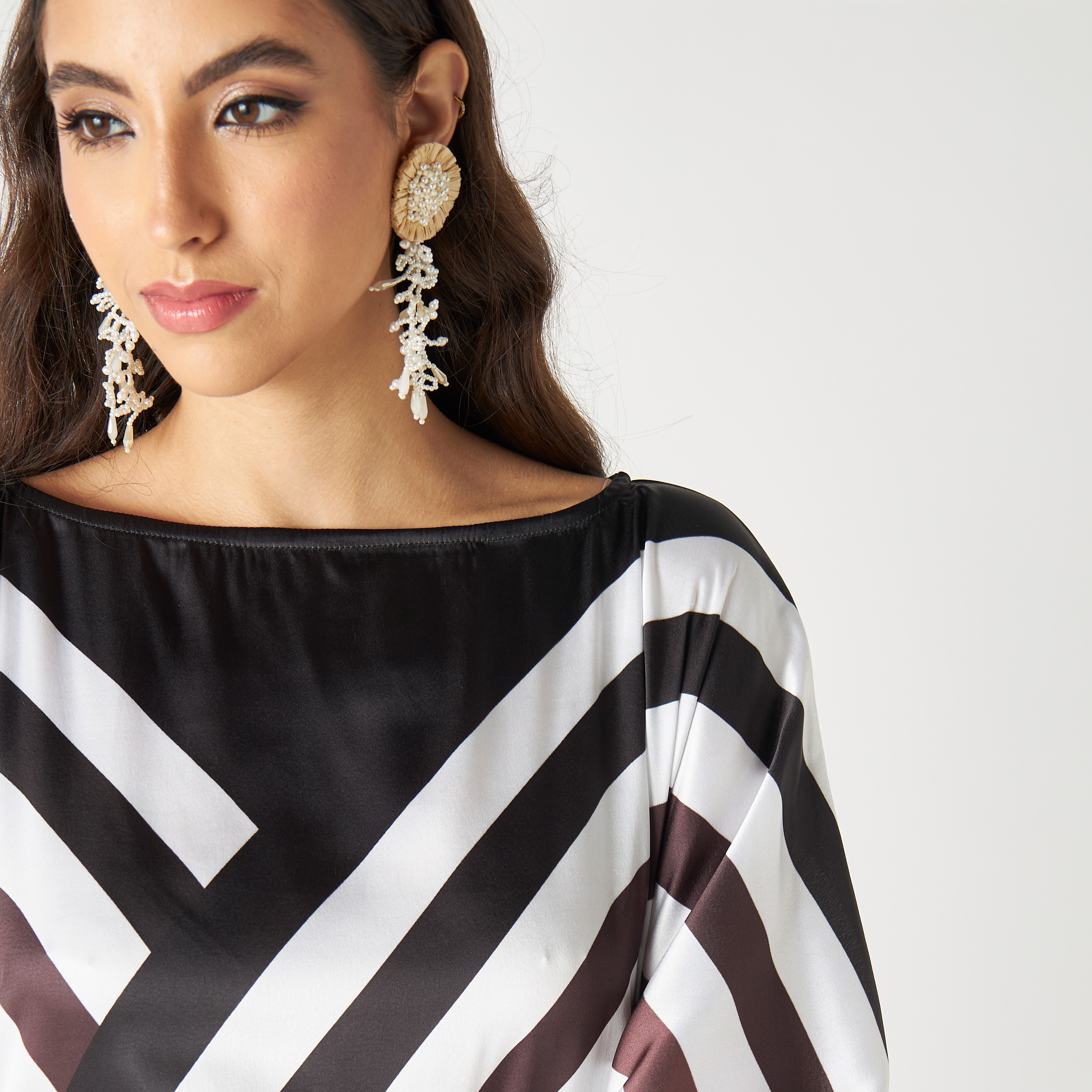 FYOR Striped Kaftan Dress with Boat Neck-women-arabicclothing-kaftan-image-5