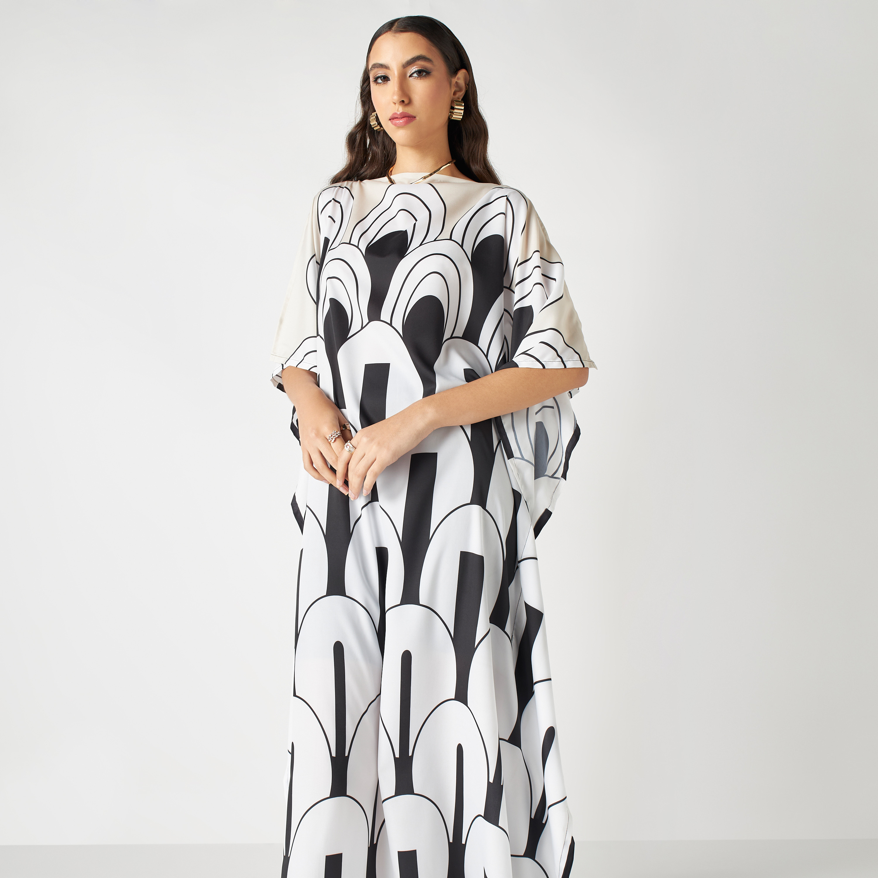 فستان قفطان بياقة قارب وطبعات من فيور-women-arabicclothing-kaftan-image-2