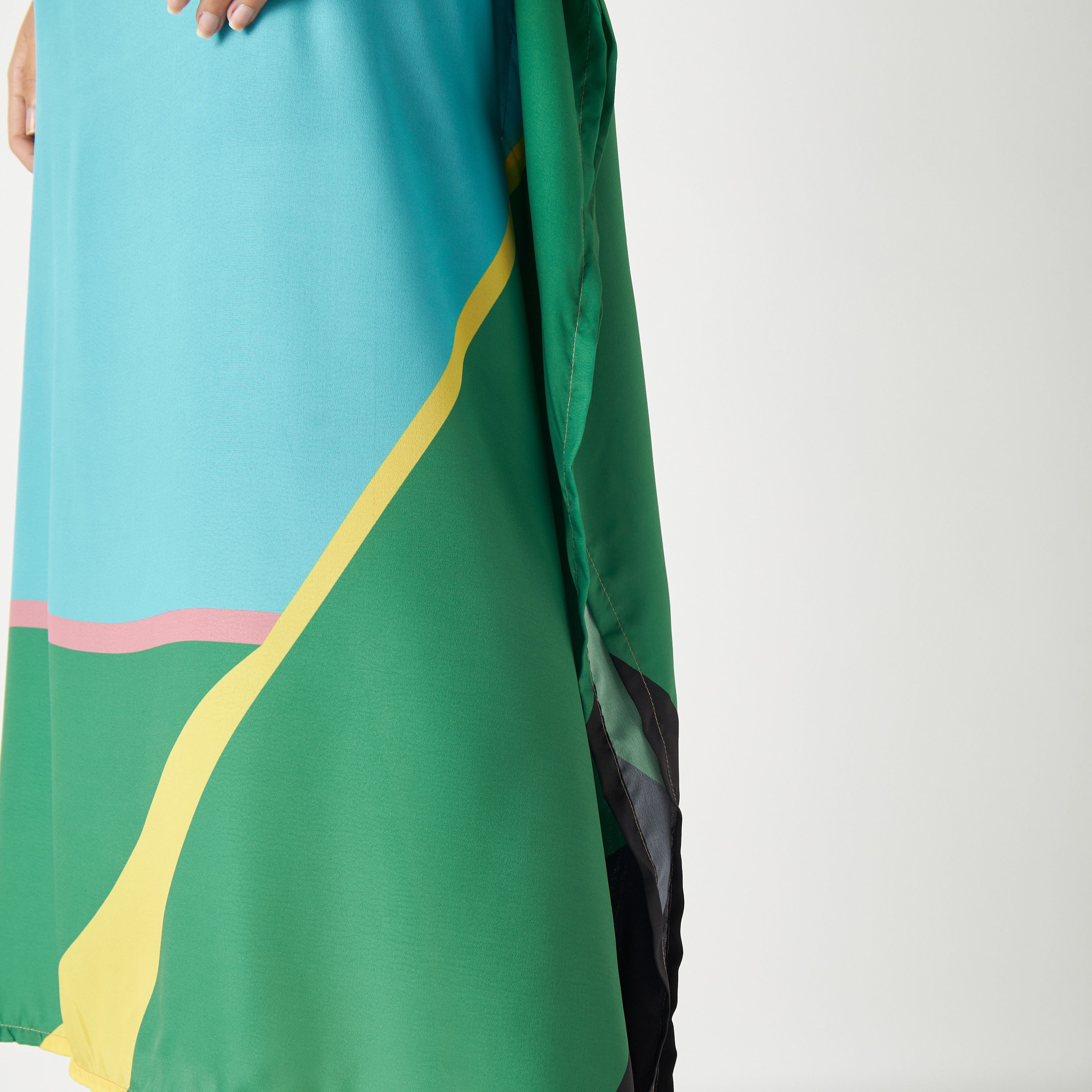 FYOR Colourblock Kaftan Dress with Boat Neck-women-arabicclothing-kaftan-image-5