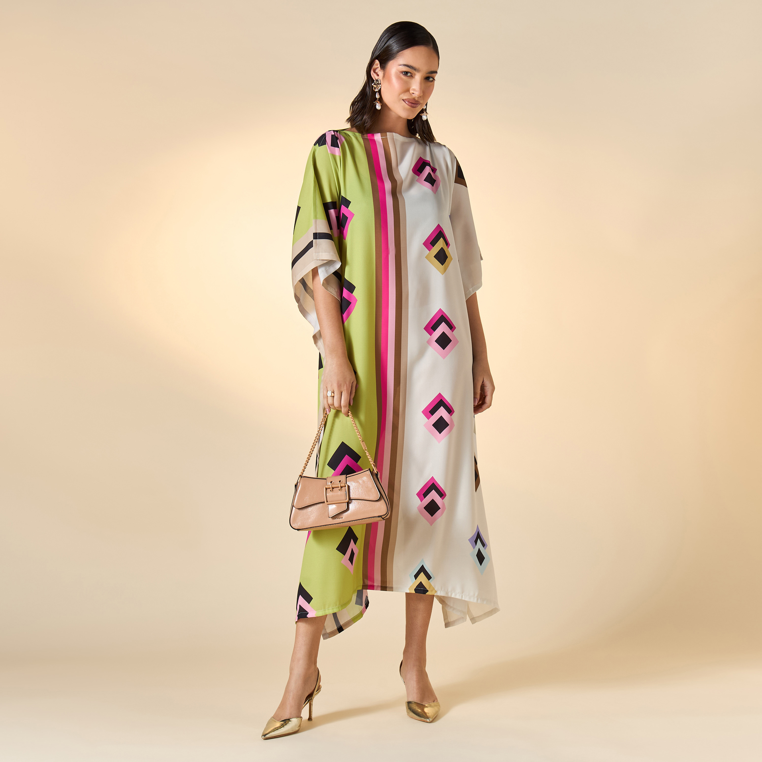 فستان قفطان بياقة مركب وطبعات من فيور-women-clothing-dresses-image-2