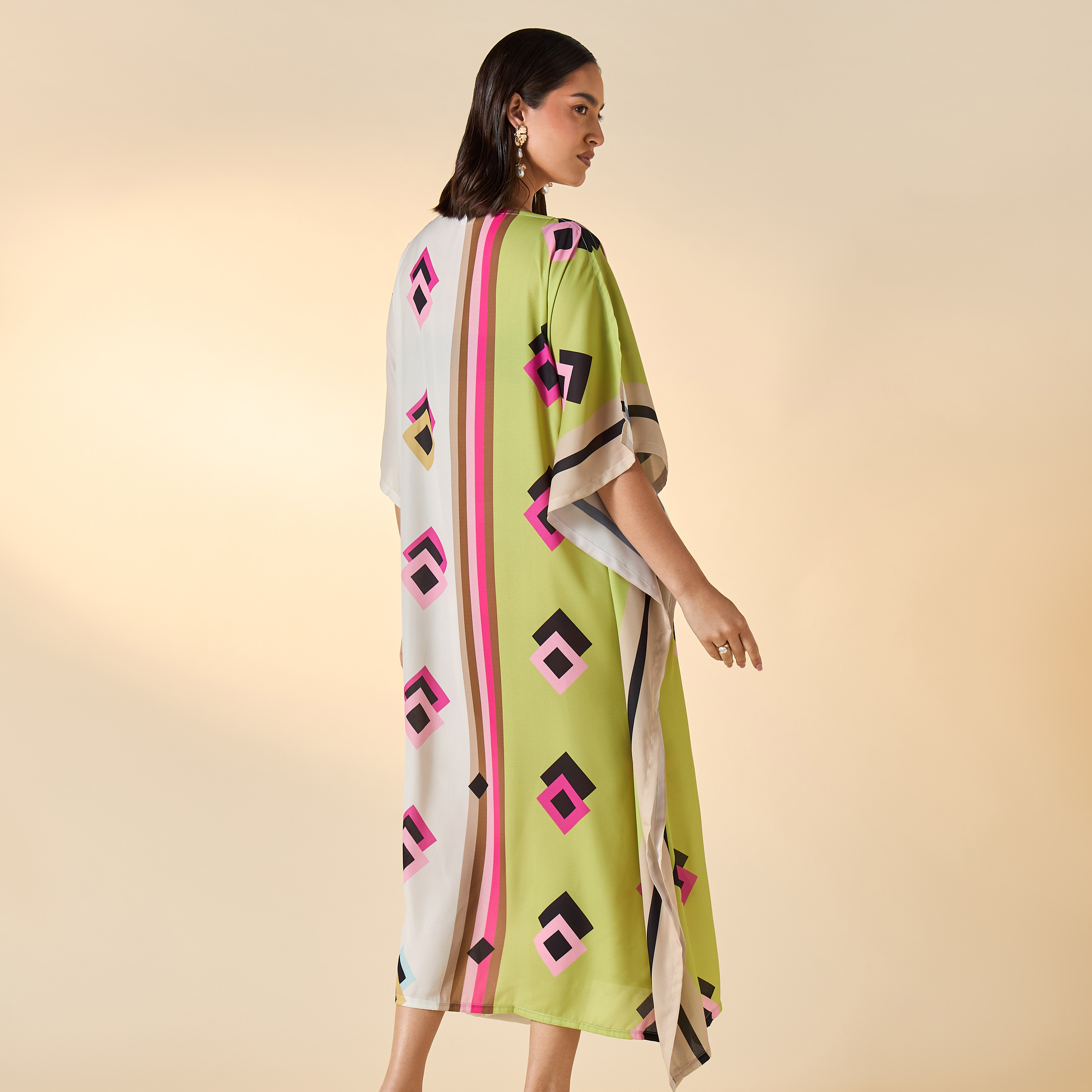 FYOR All-Over Print Kaftan Dress with Boat Neck-women-clothing-dresses-image-3