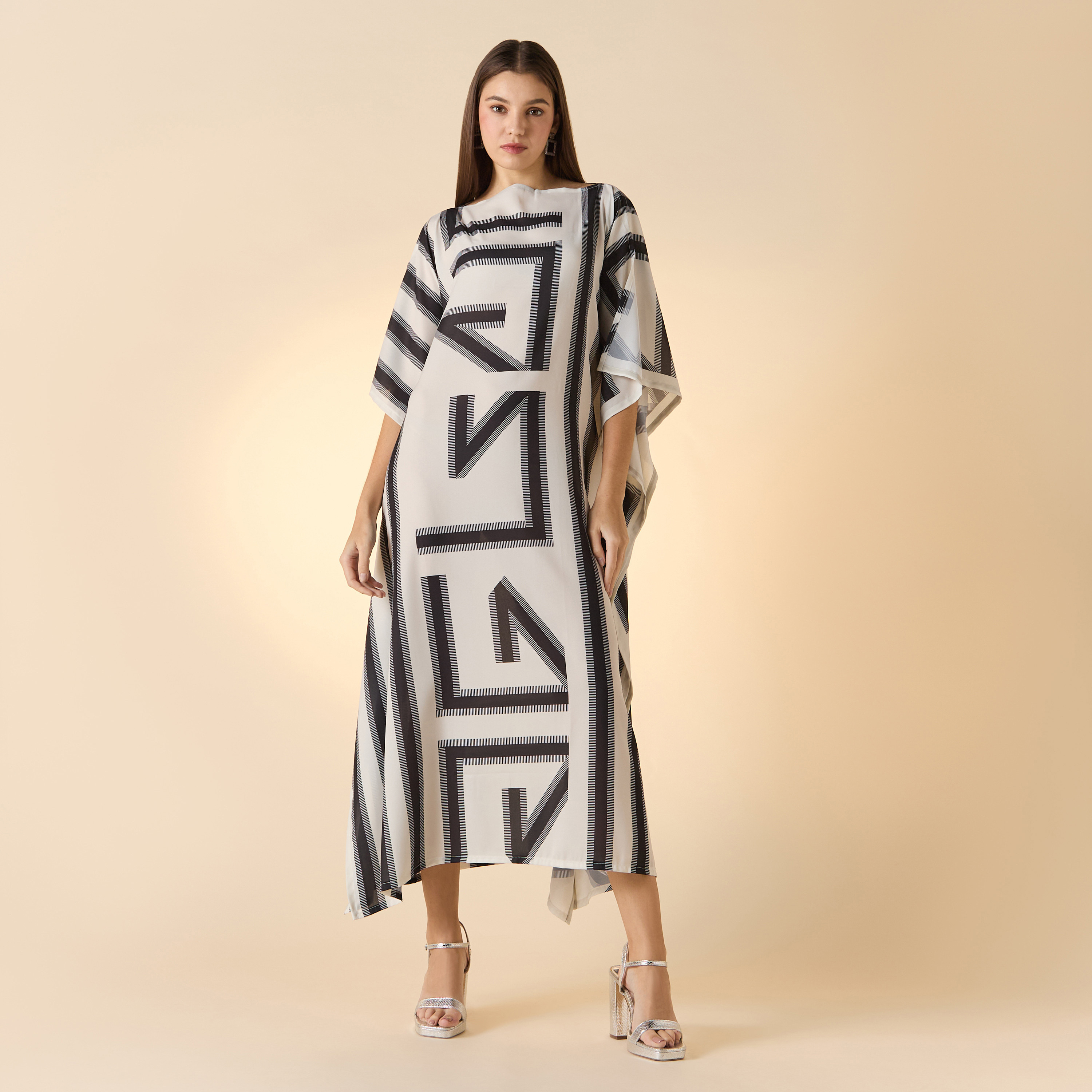 FYOR Printed Boat Neck Midi Kaftan Dress-women-arabicclothing-kaftan-image-3
