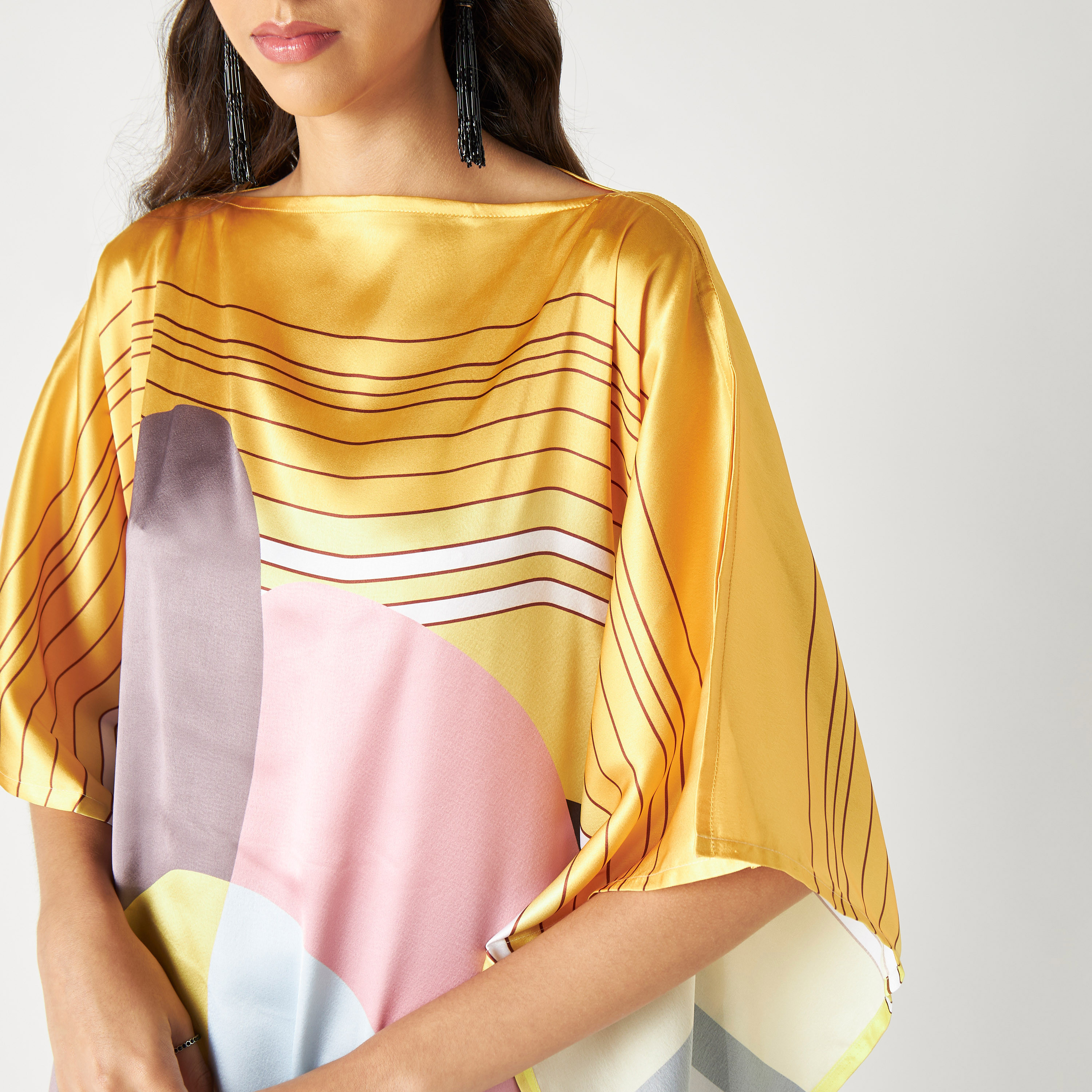 FYOR All-Over Abstract Print Kaftan Dress with Boat Neck-women-clothing-dresses-image-4