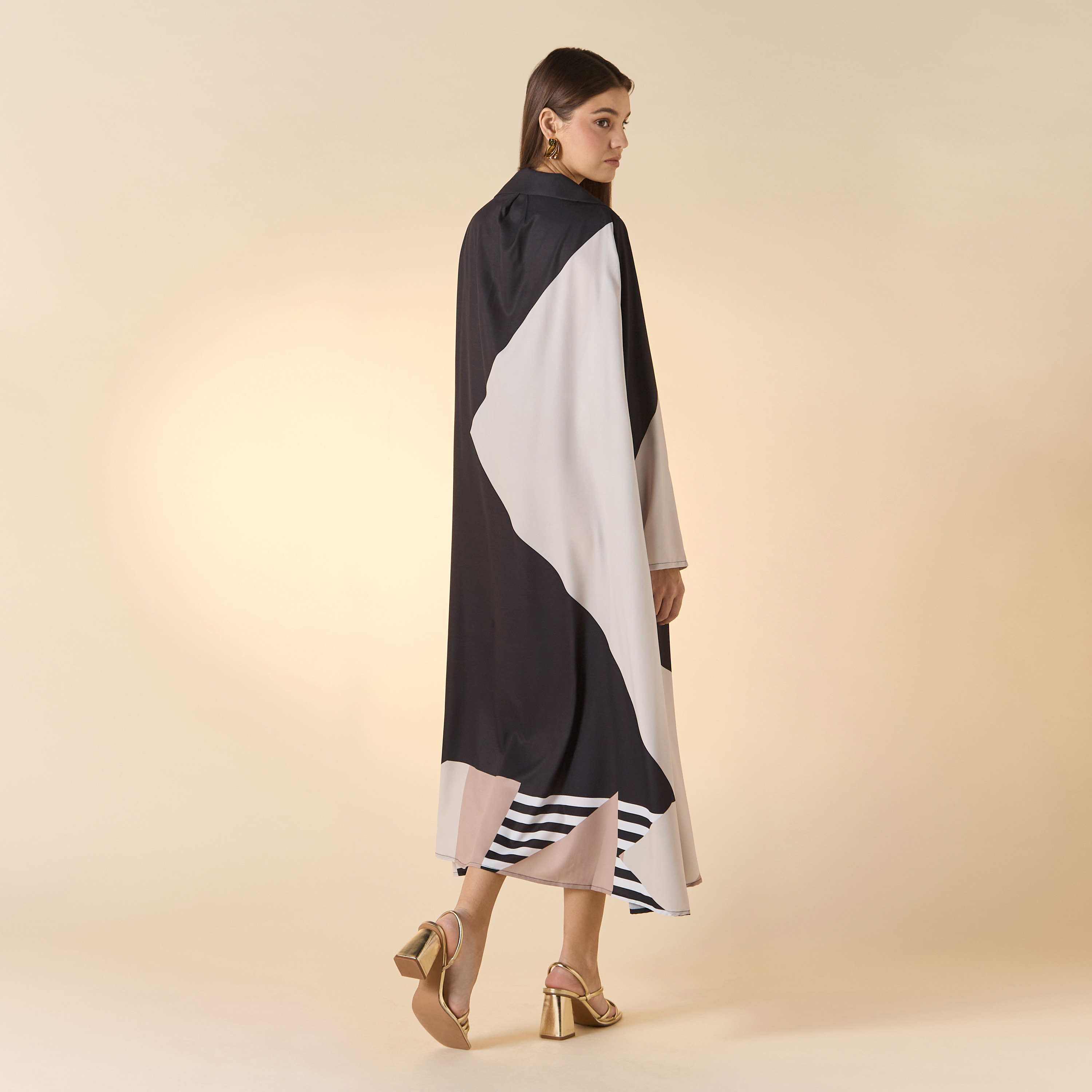 FYOR Printed Collared Maxi Kaftan Dress-women-arabicclothing-kaftan-image-3