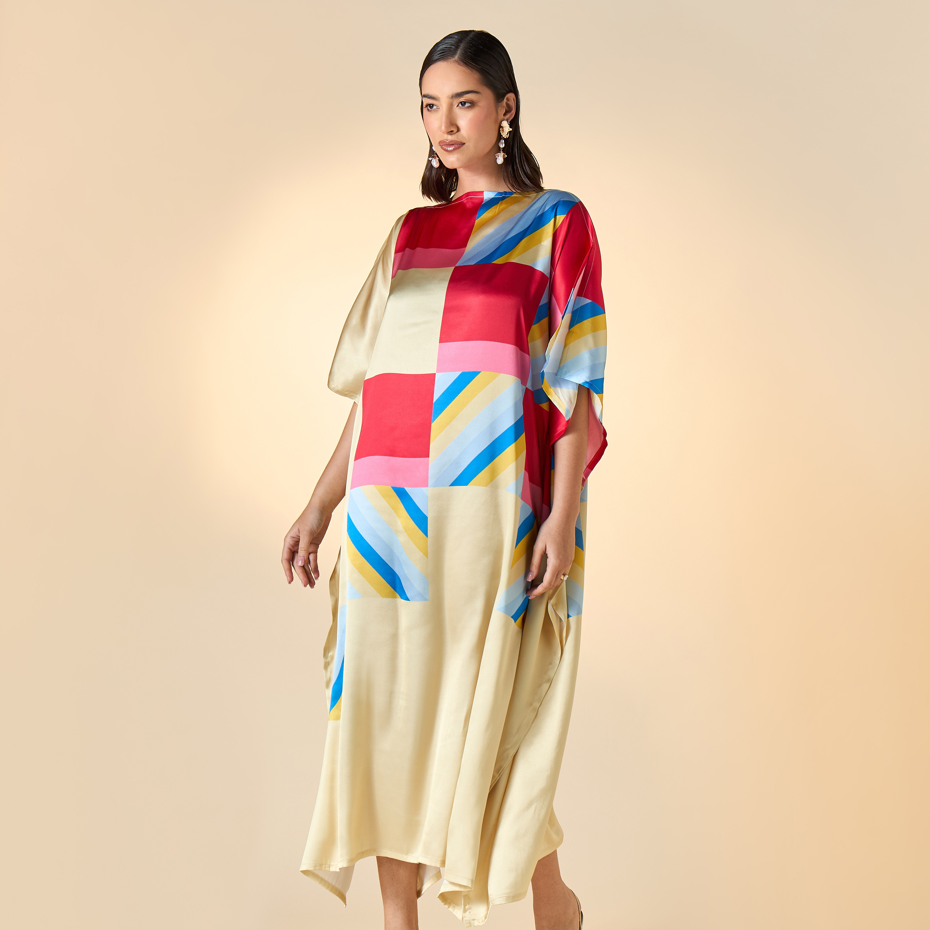 FYOR Printed Kaftan Dress with Boat Neck-women-clothing-dresses-image-2
