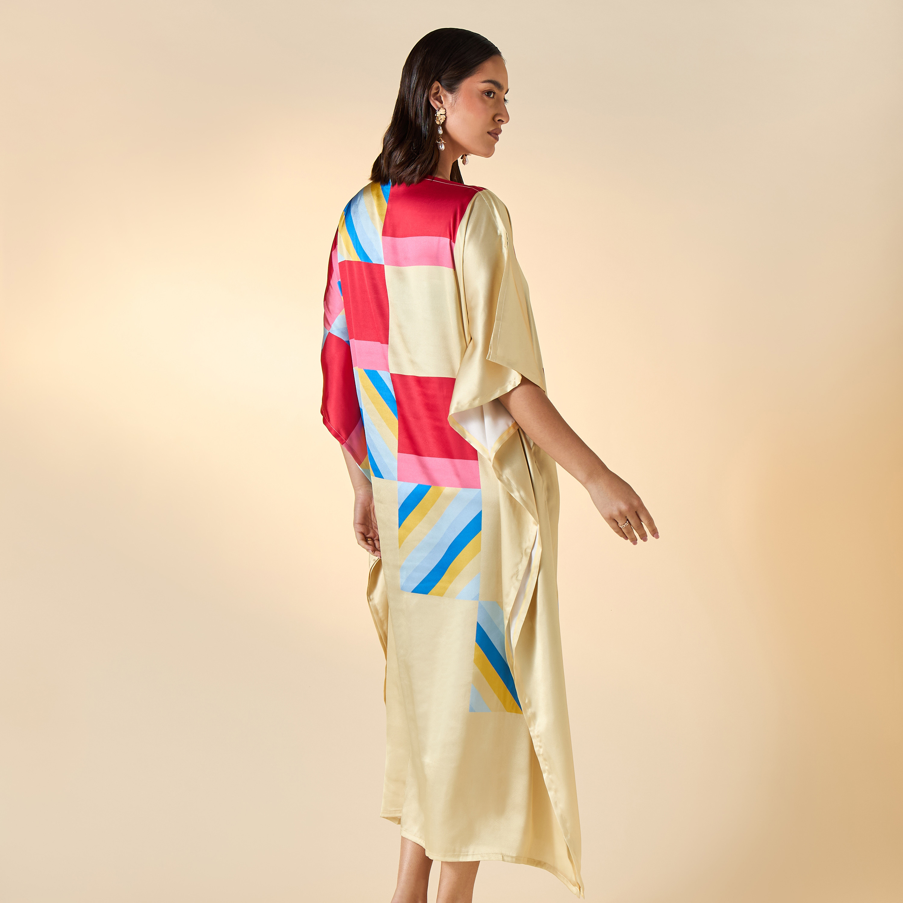 FYOR Printed Kaftan Dress with Boat Neck-women-clothing-dresses-image-3