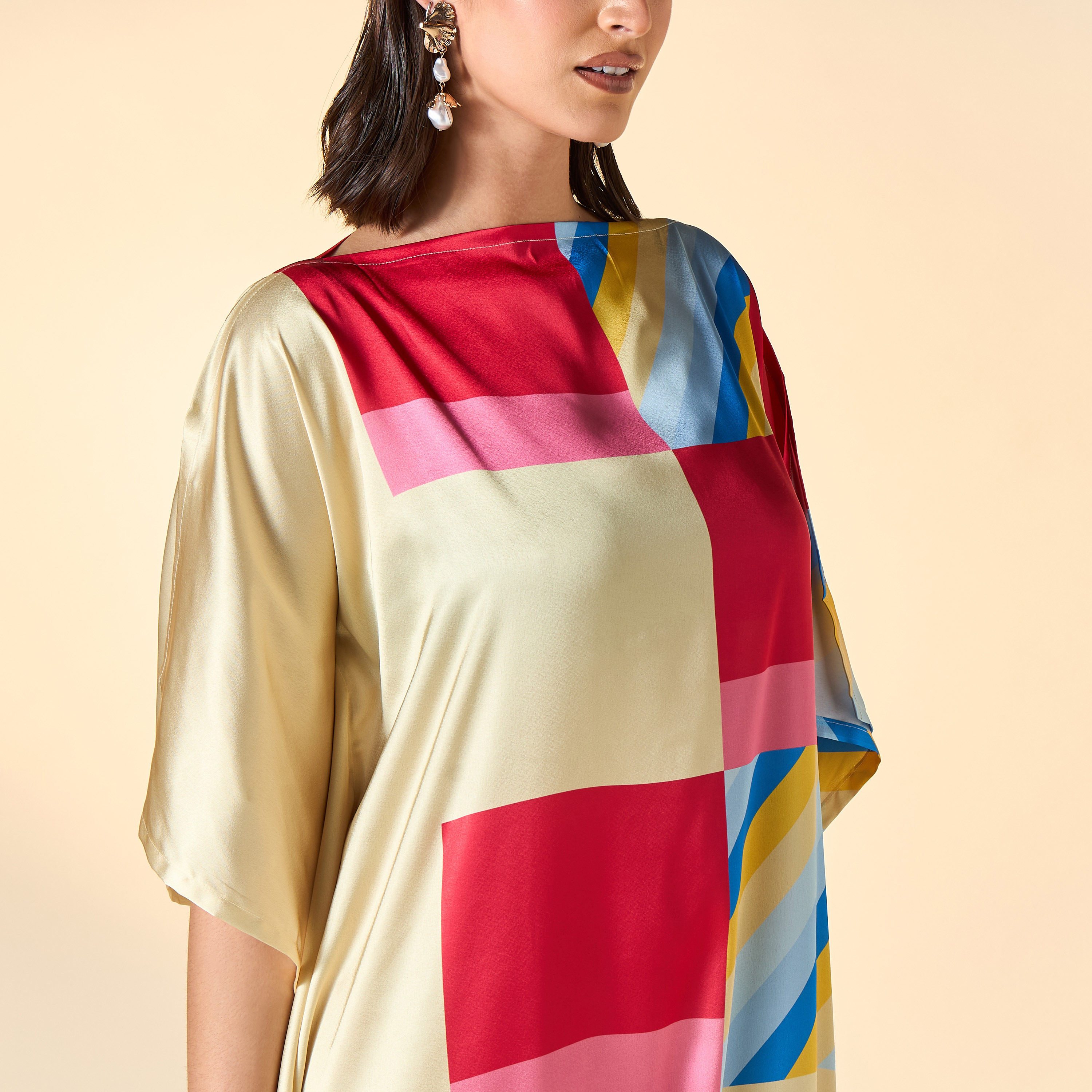FYOR Printed Kaftan Dress with Boat Neck-women-clothing-dresses-image-4