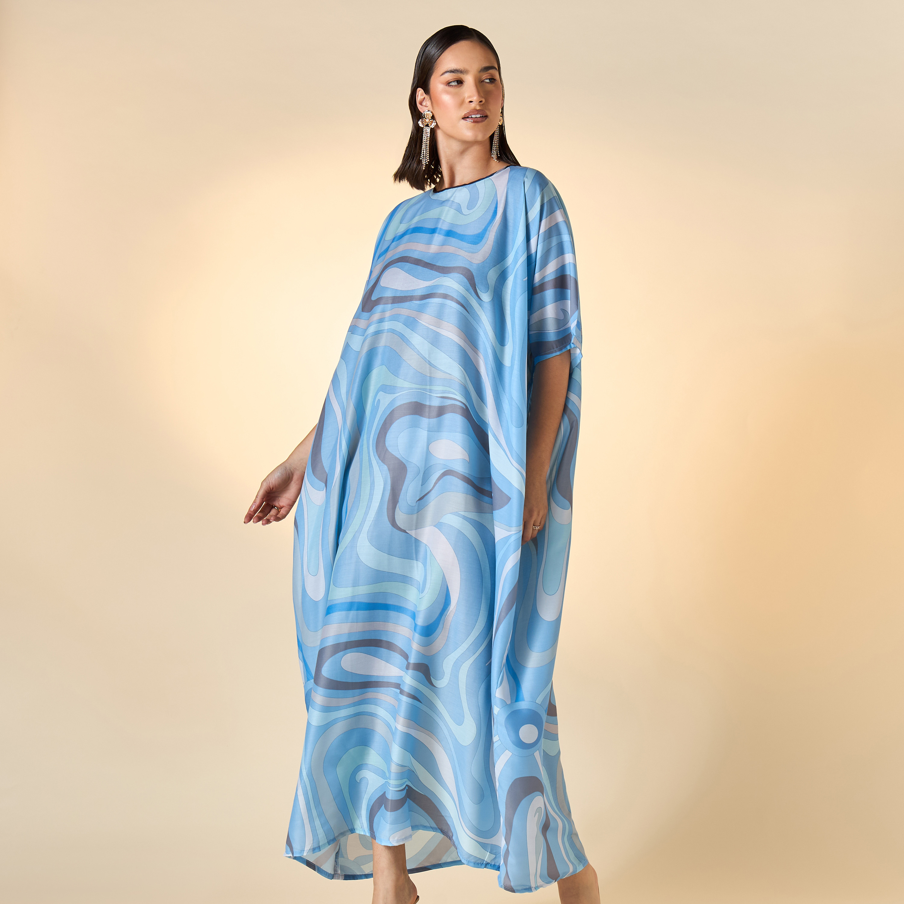FYOR All-Over Print Kaftan Dress with Round Neck-women-clothing-dresses-image-1