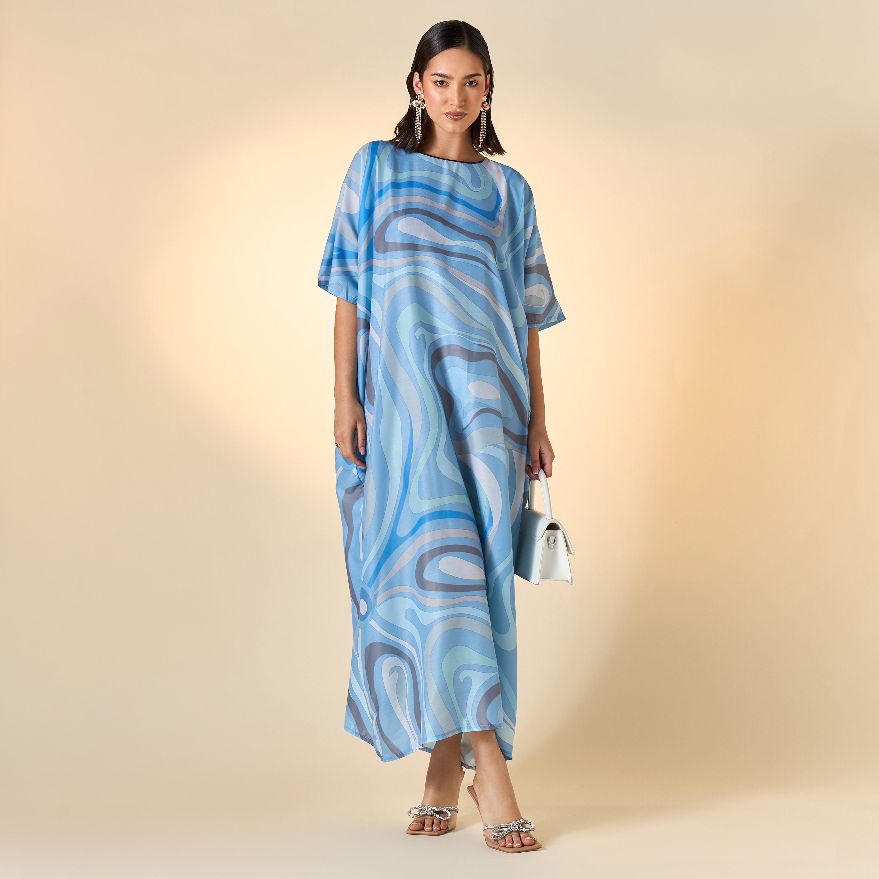 FYOR All-Over Print Kaftan Dress with Round Neck-women-clothing-dresses-image-2