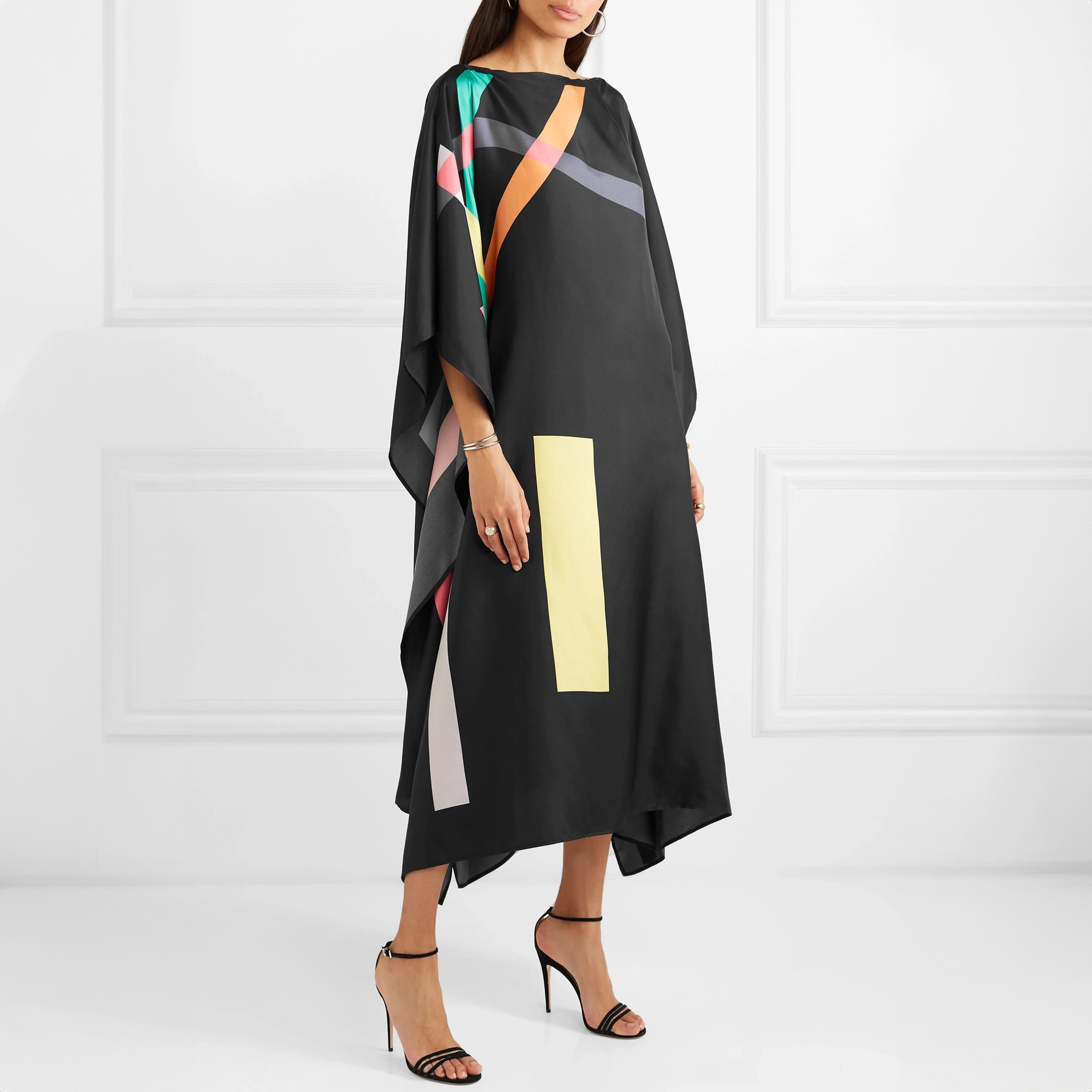 FYOR Printed Boat Neck Midi Kaftan Dress-women-arabicclothing-kaftan-image-2