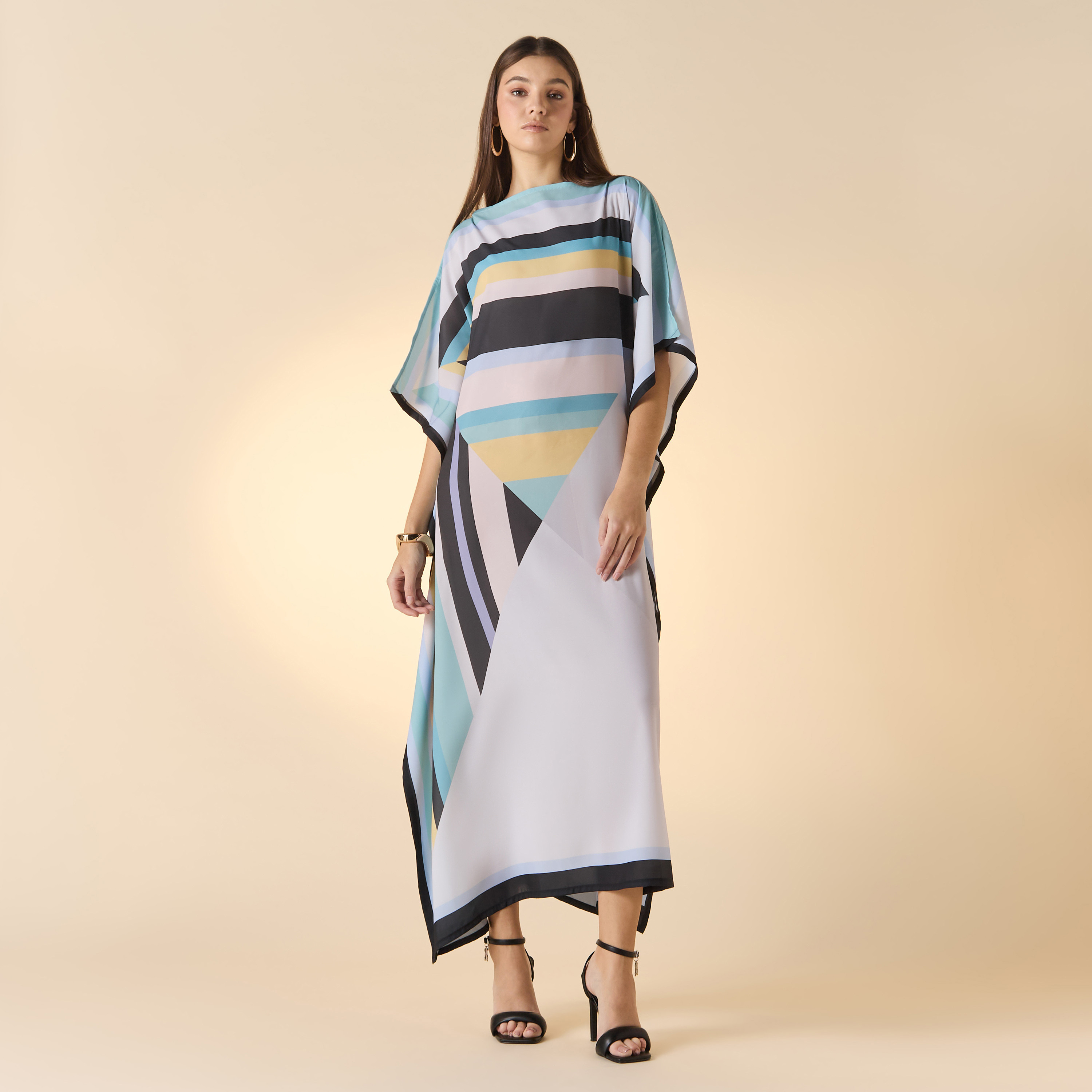 FYOR Striped Boat Neck Maxi Kaftan Dress-women-clothing-dresses-image-1