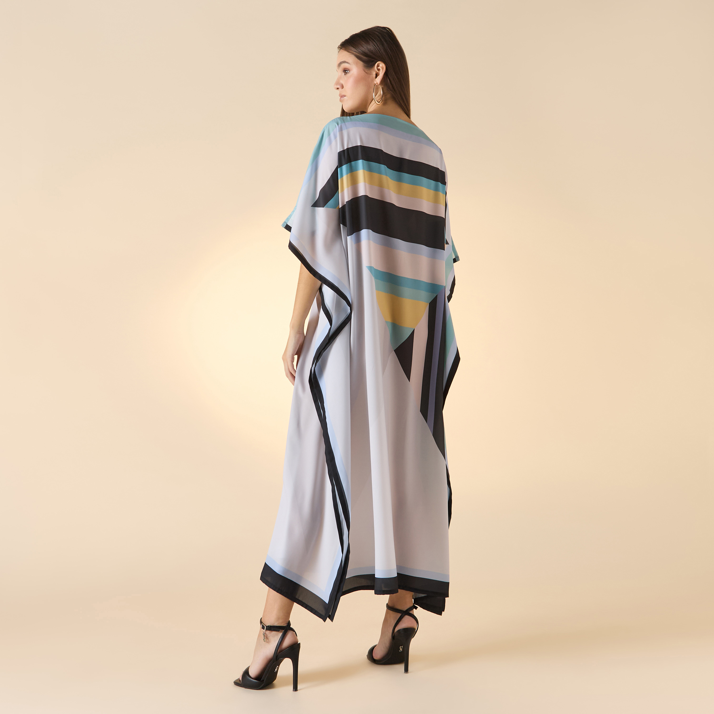 FYOR Striped Boat Neck Maxi Kaftan Dress-women-clothing-dresses-image-2