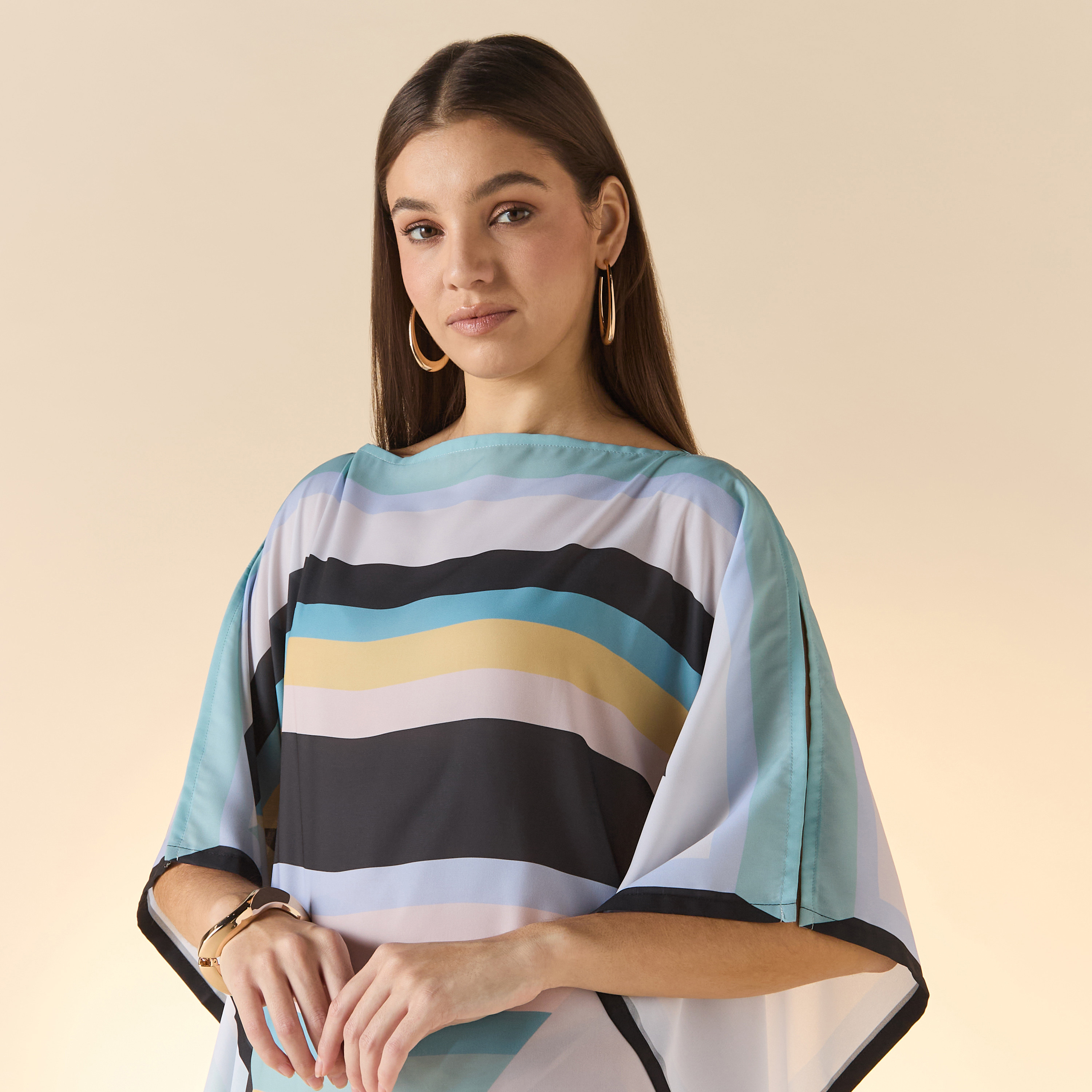 FYOR Striped Boat Neck Maxi Kaftan Dress-women-clothing-dresses-image-4