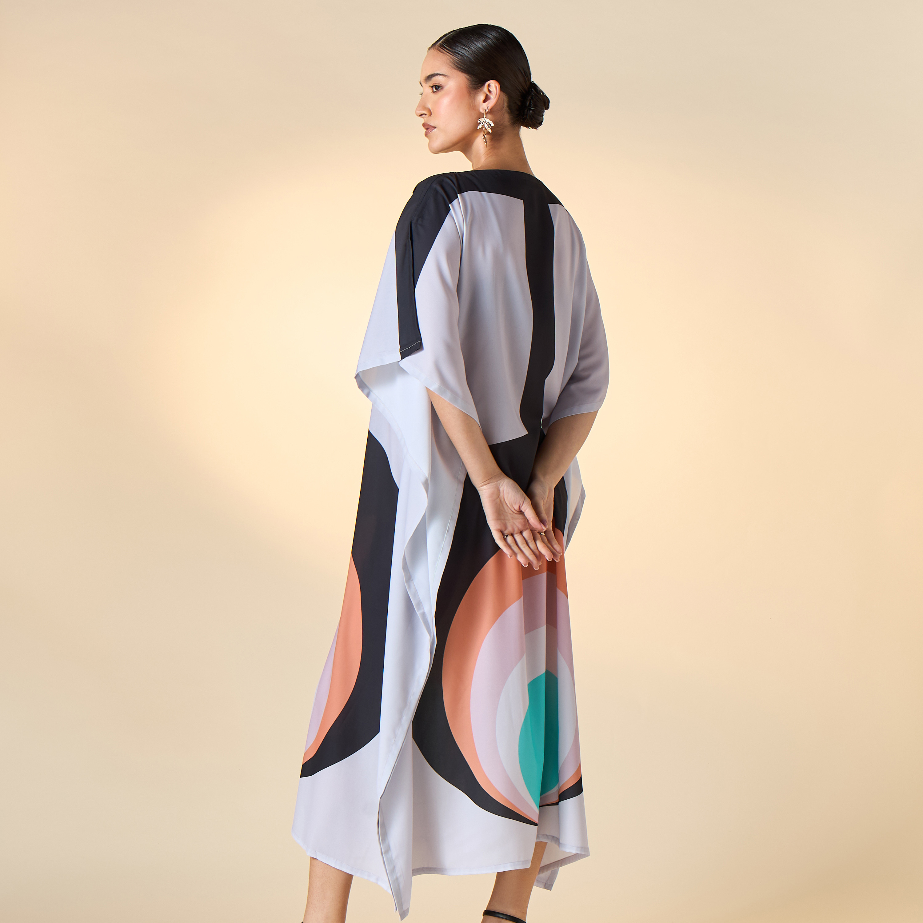 FYOR All-Over Print Kaftan Dress with Boat Neck-women-clothing-dresses-image-3