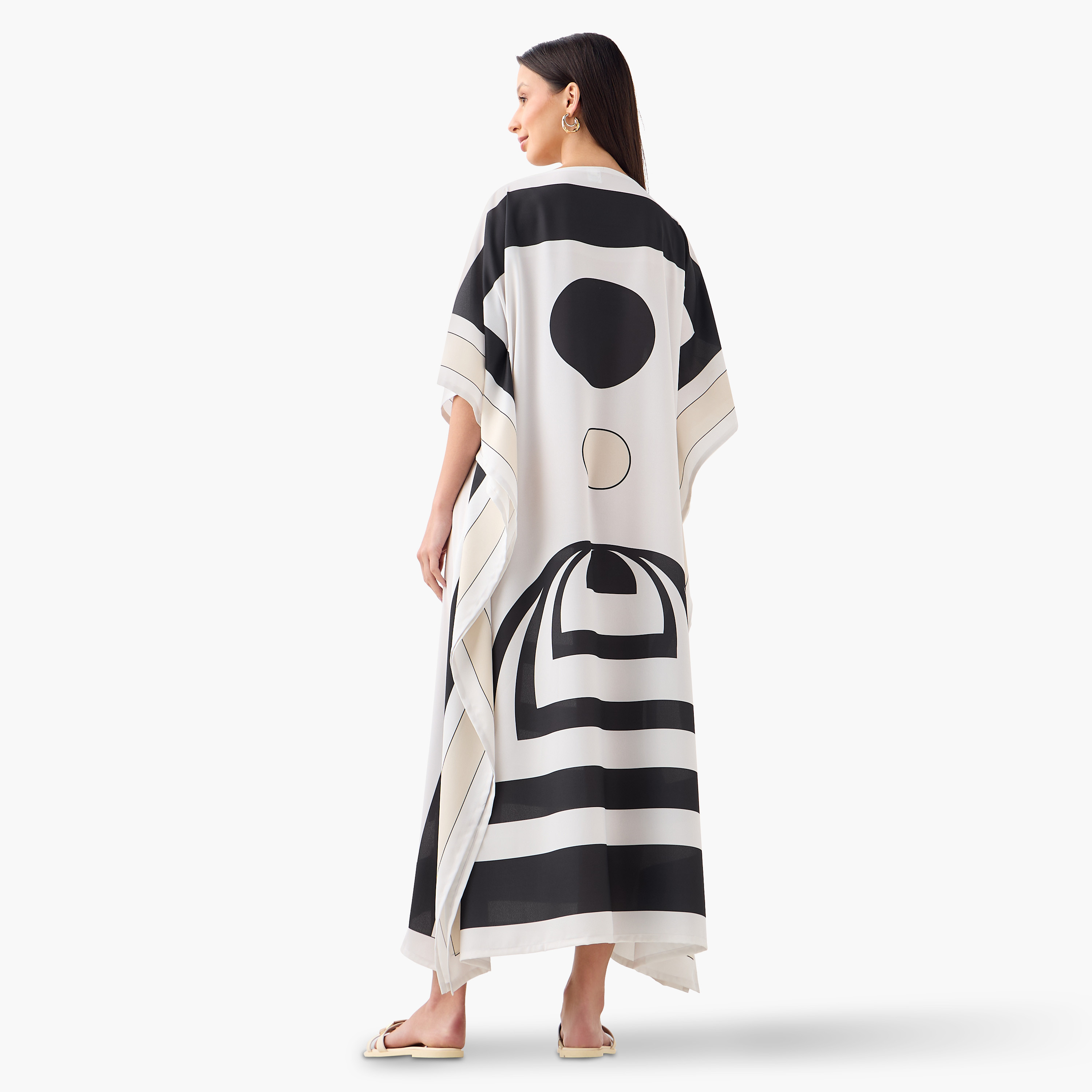 FYOR All-Over Print Kaftan Dress with Boat Neck-women-clothing-dresses-image-3