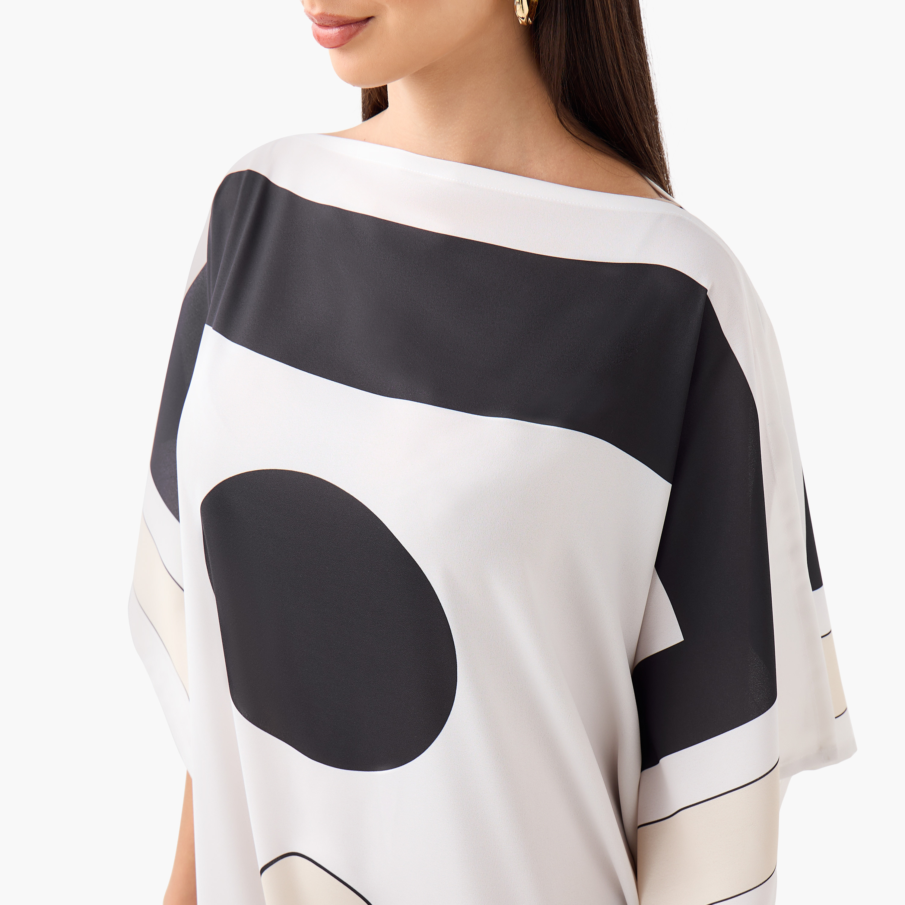FYOR All-Over Print Kaftan Dress with Boat Neck-women-clothing-dresses-image-4