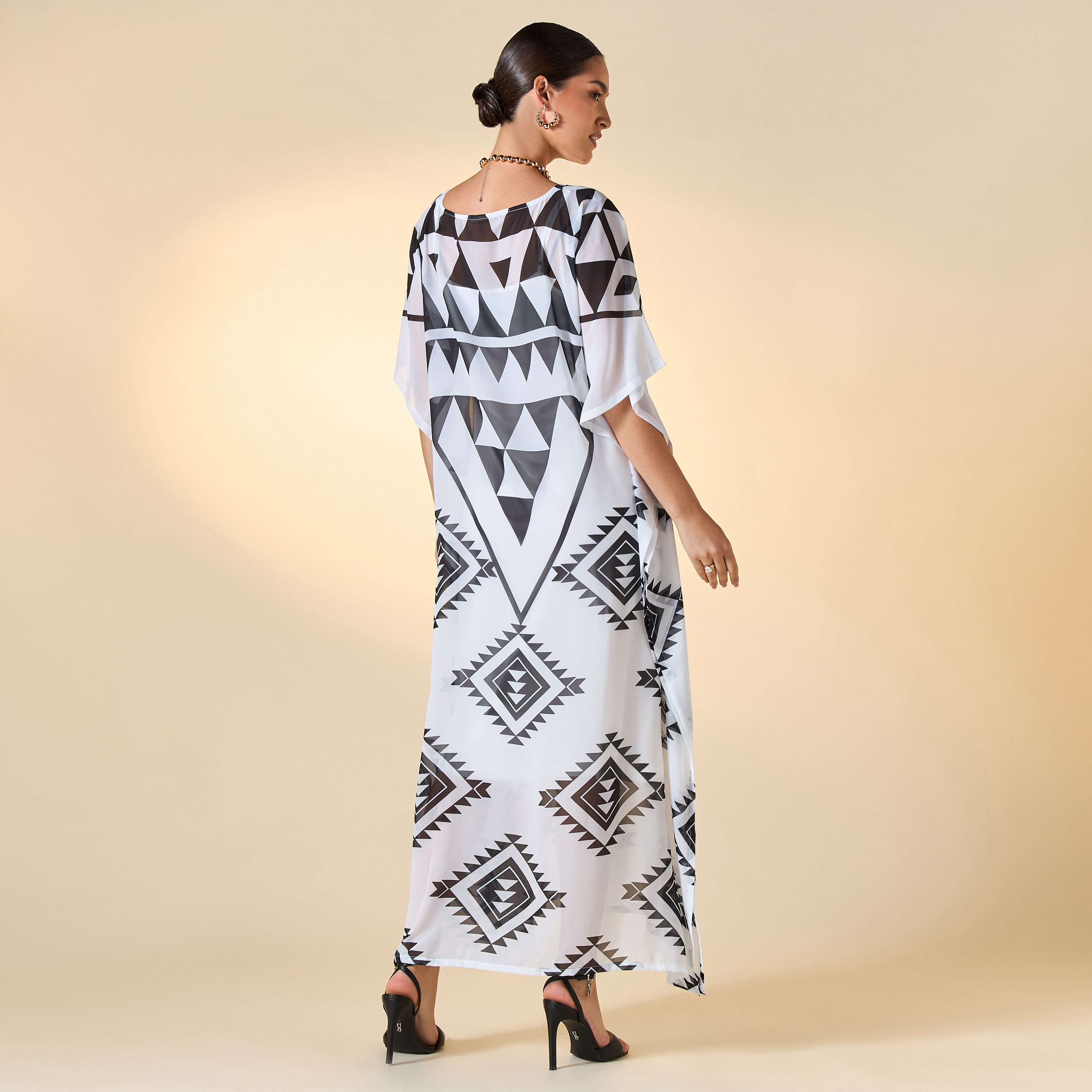 FYOR All-Over Print Kaftan Dress with Boat Neck-women-clothing-dresses-image-2