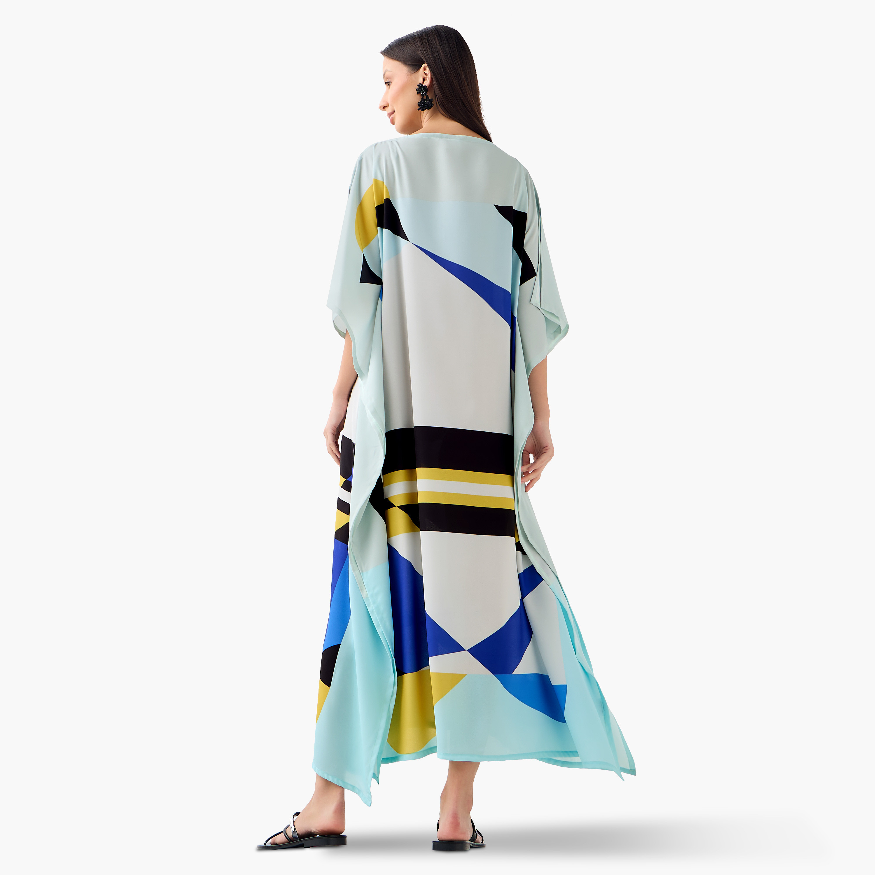 FYOR All-Over Print Kaftan Dress with Boat Neck-women-clothing-dresses-image-3