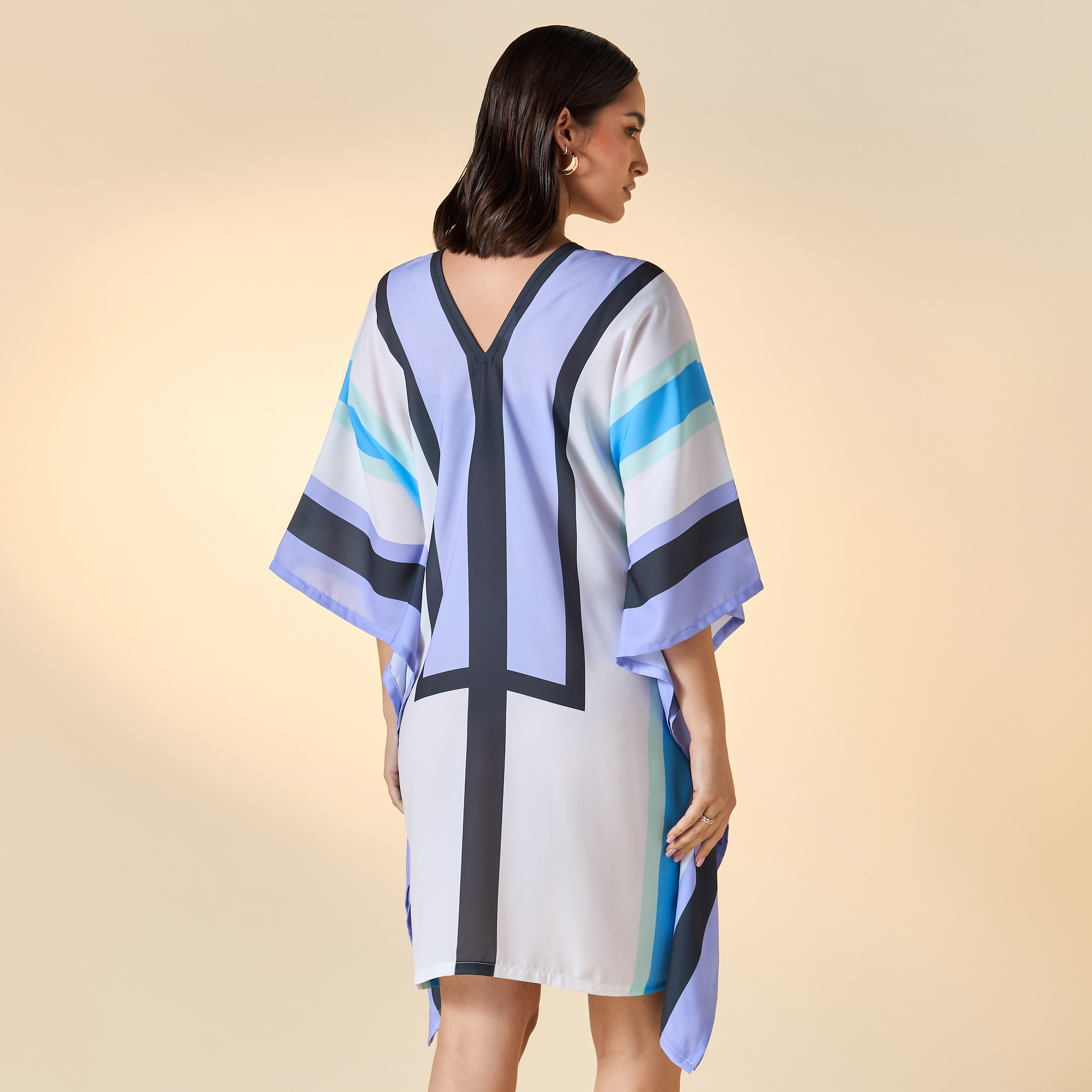 FYOR Striped Kaftan Dress with V-neck-women-clothing-dresses-image-3