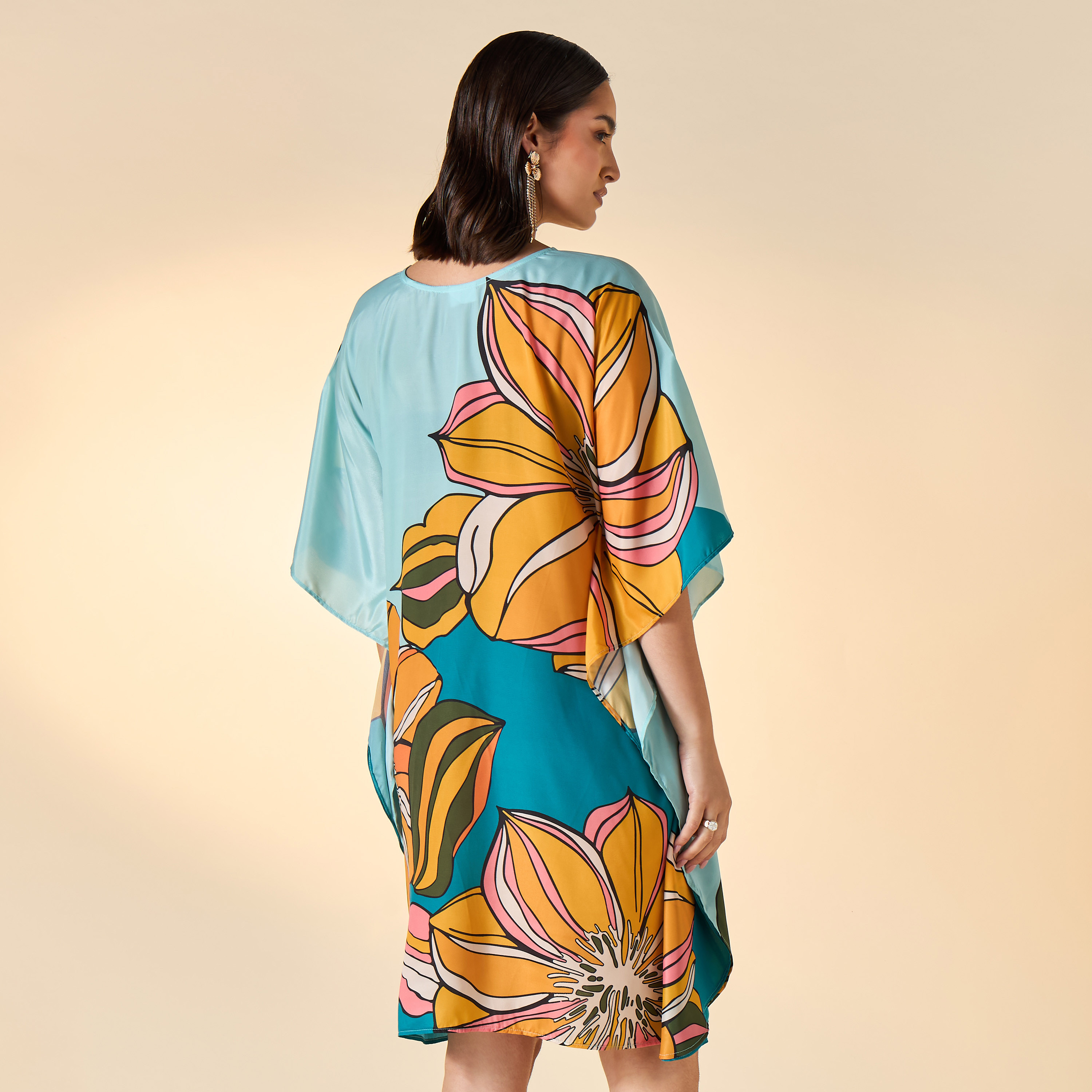 فستان قفطان بياقة مستديرة وطبعات زهرية من فيور-women-clothing-dresses-image-3