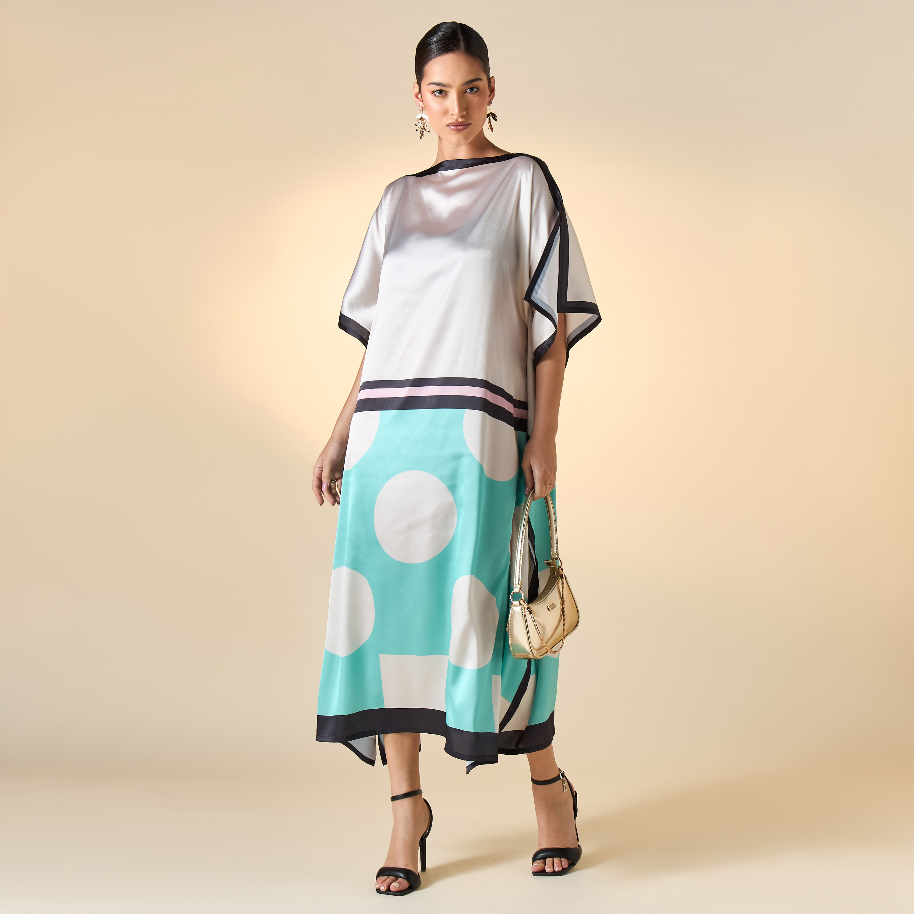 FYOR Printed Kaftan Dress with Short Sleeves-women-clothing-dresses-image-1