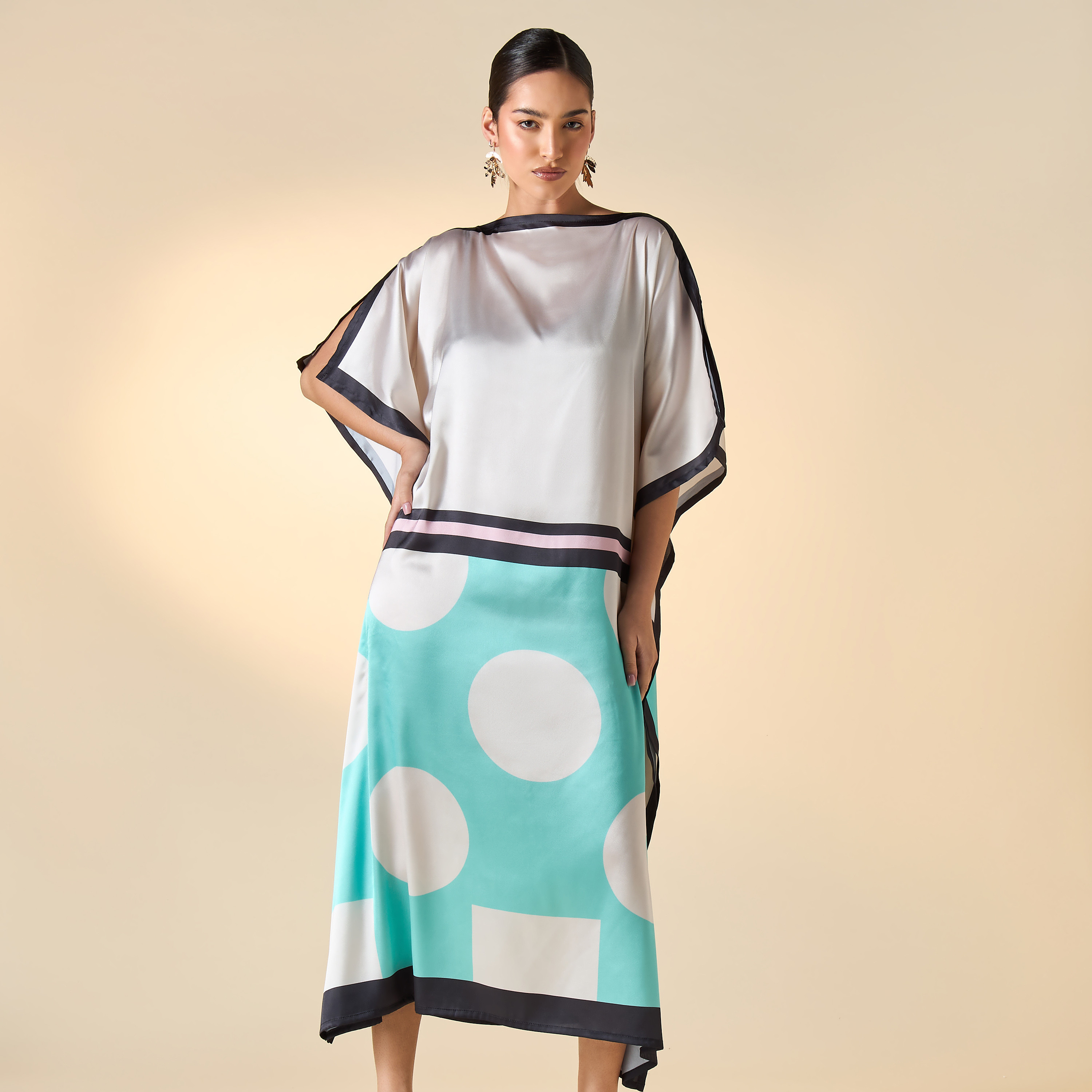 FYOR Printed Kaftan Dress with Short Sleeves-women-clothing-dresses-image-2