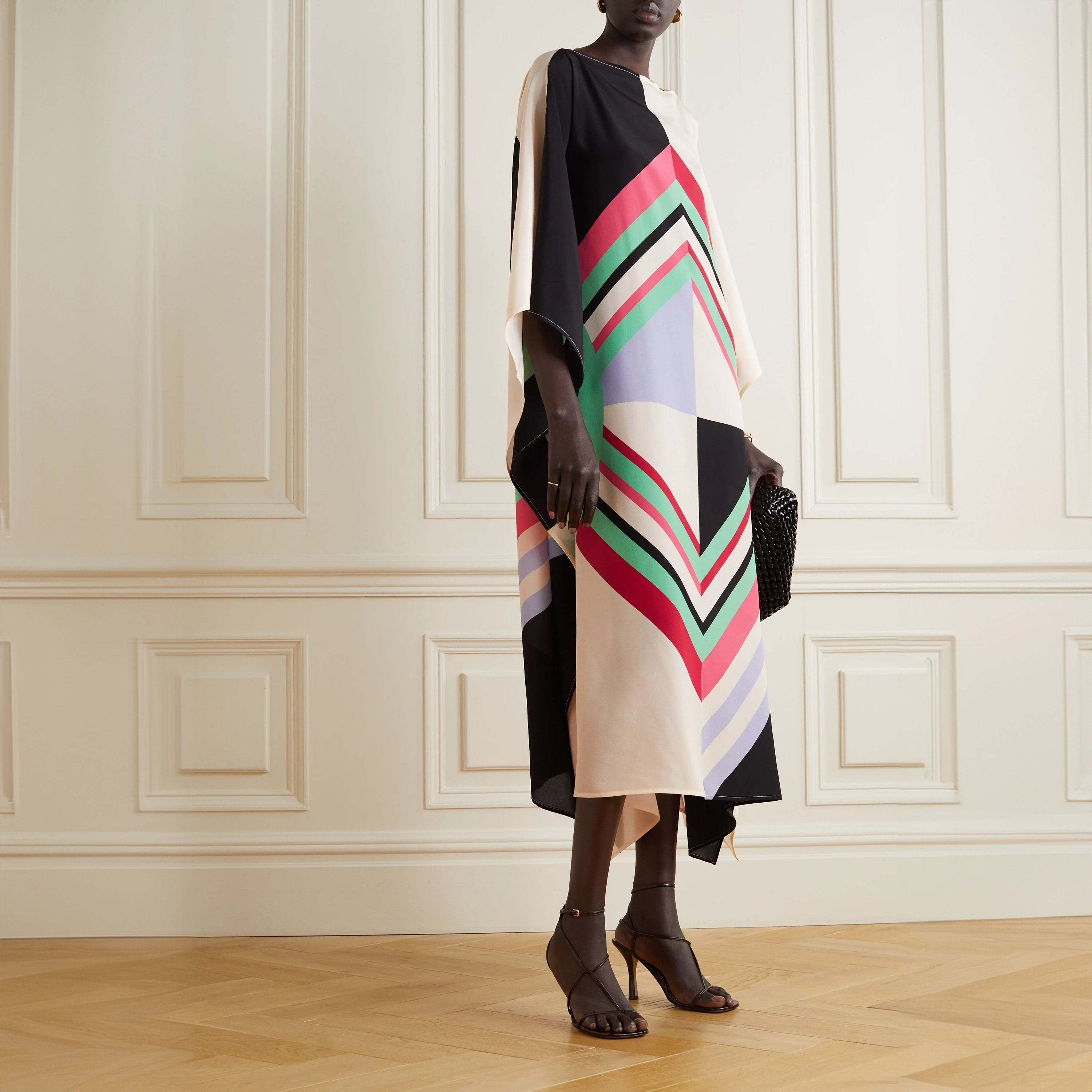 FYOR Printed Boat Neck Midi Kaftan Dress-women-arabicclothing-kaftan-image-1