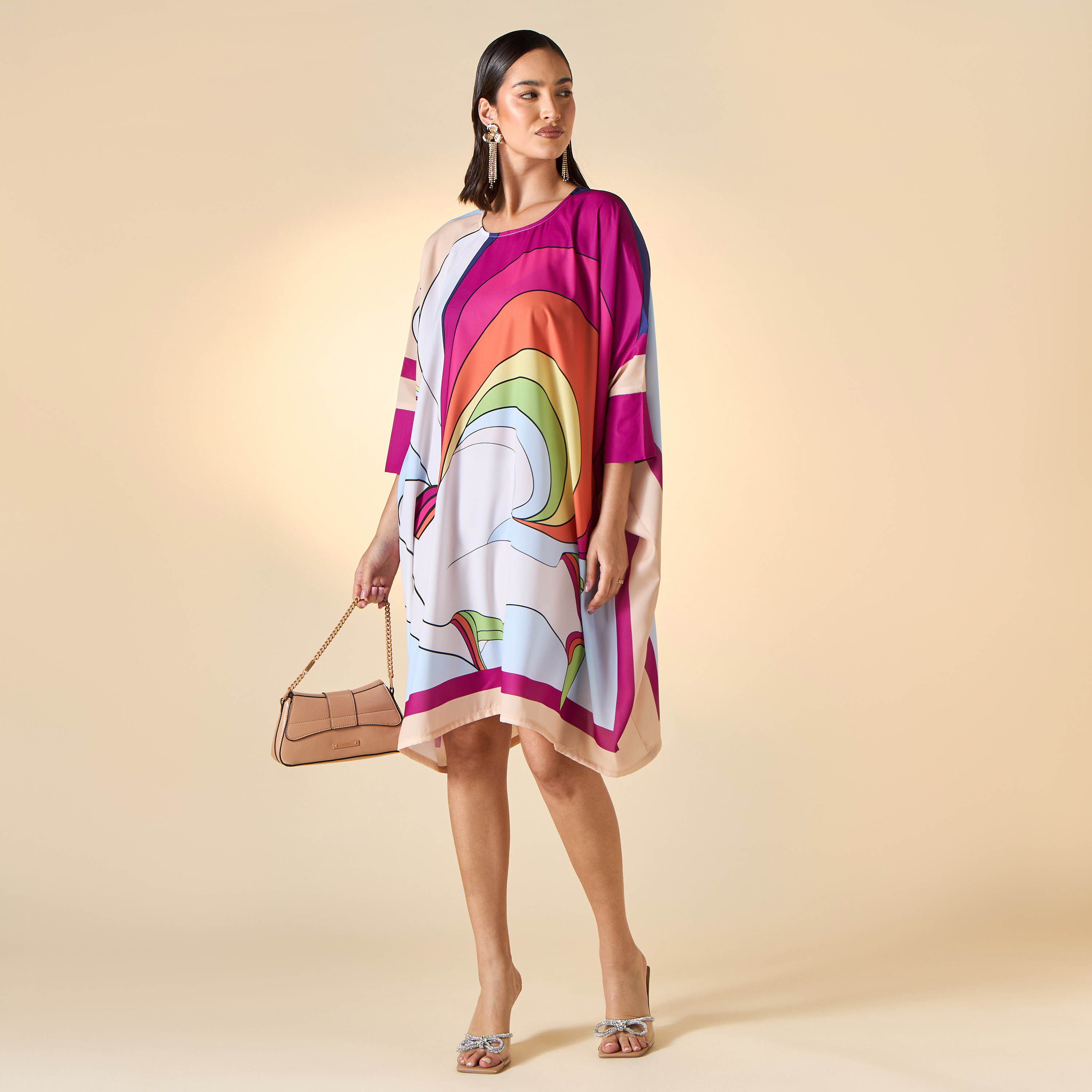 FYOR Printed Kaftan Dress with Round Neck-women-clothing-dresses-image-2