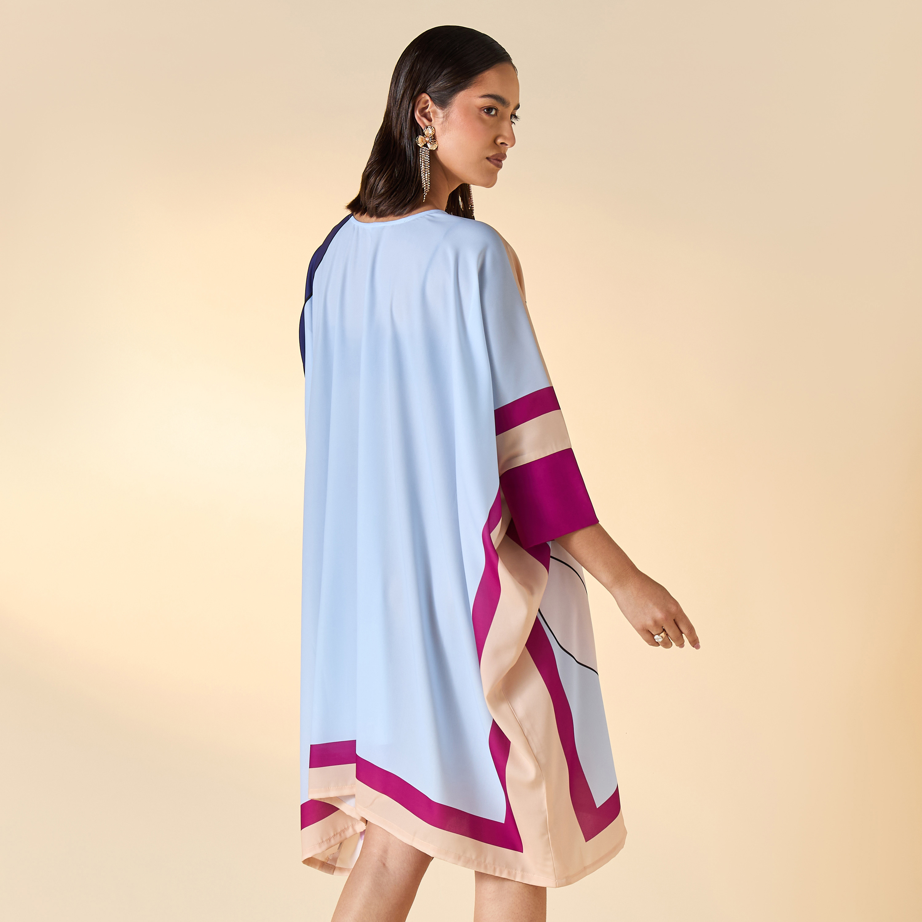 FYOR Printed Kaftan Dress with Round Neck-women-clothing-dresses-image-3