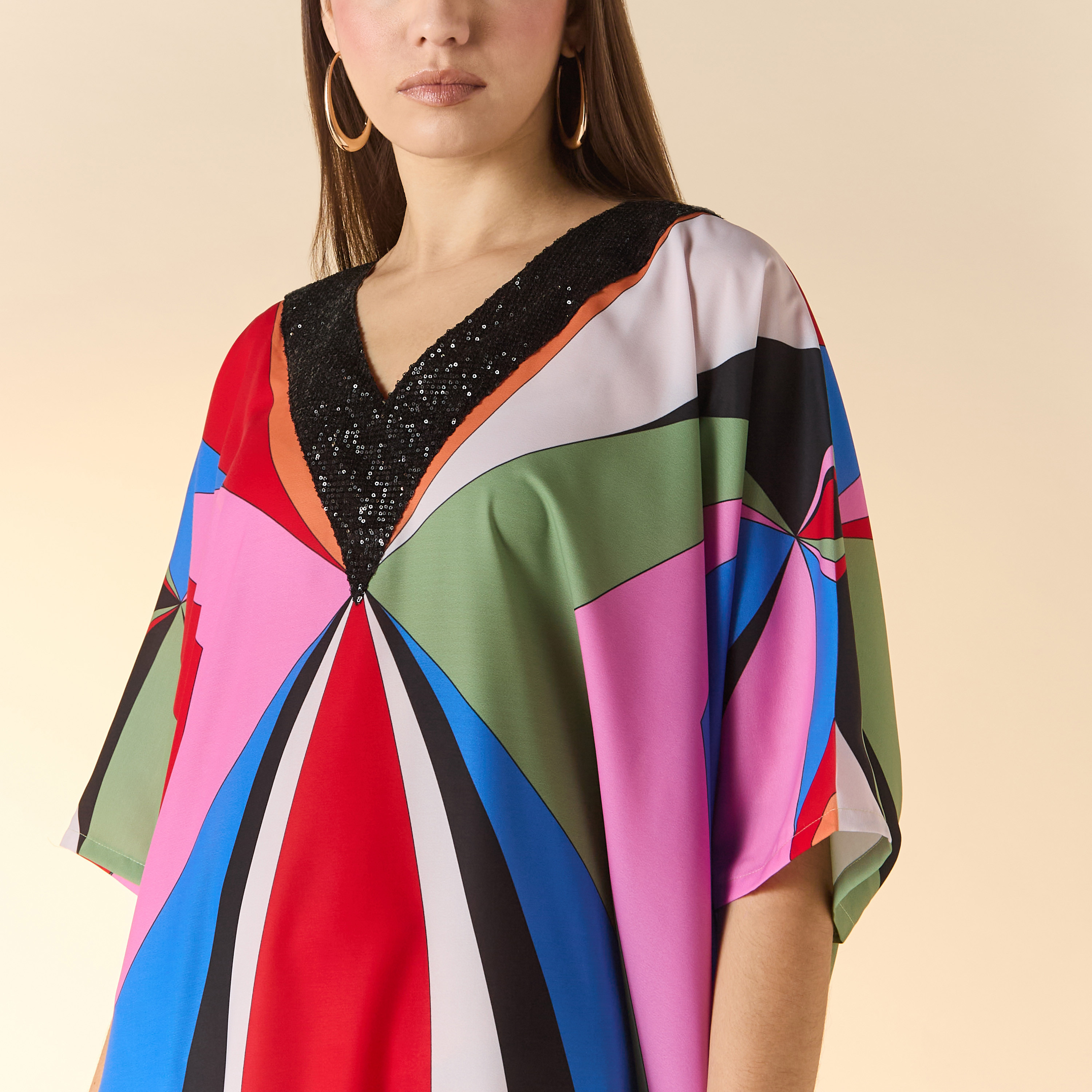 FYOR All-Over Print Kaftan Dress with V-neck-women-clothing-dresses-image-4